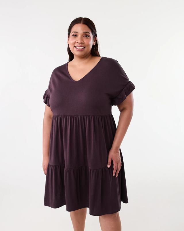 Curve Short Sleeve Frill Tier Knit Mini D