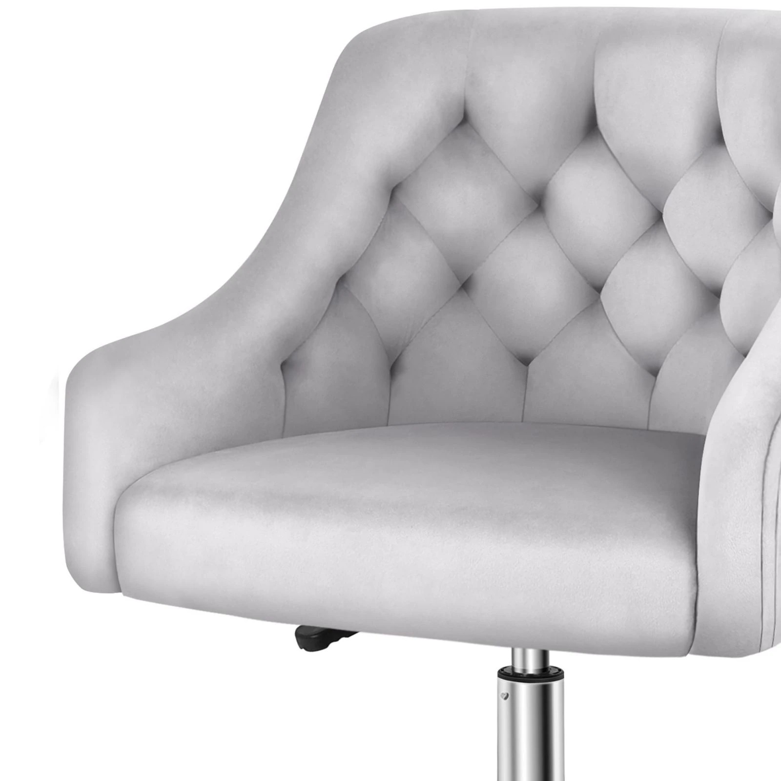 6 Alfordson Velvet Office Chair Computer Swivel Armchair Work Adult Kids - Grey, 6 of 10