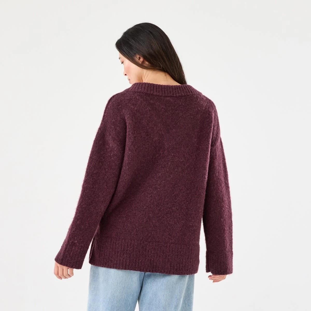 3 Fluffy V-Neck Jumper Mulberry, 3 of 6