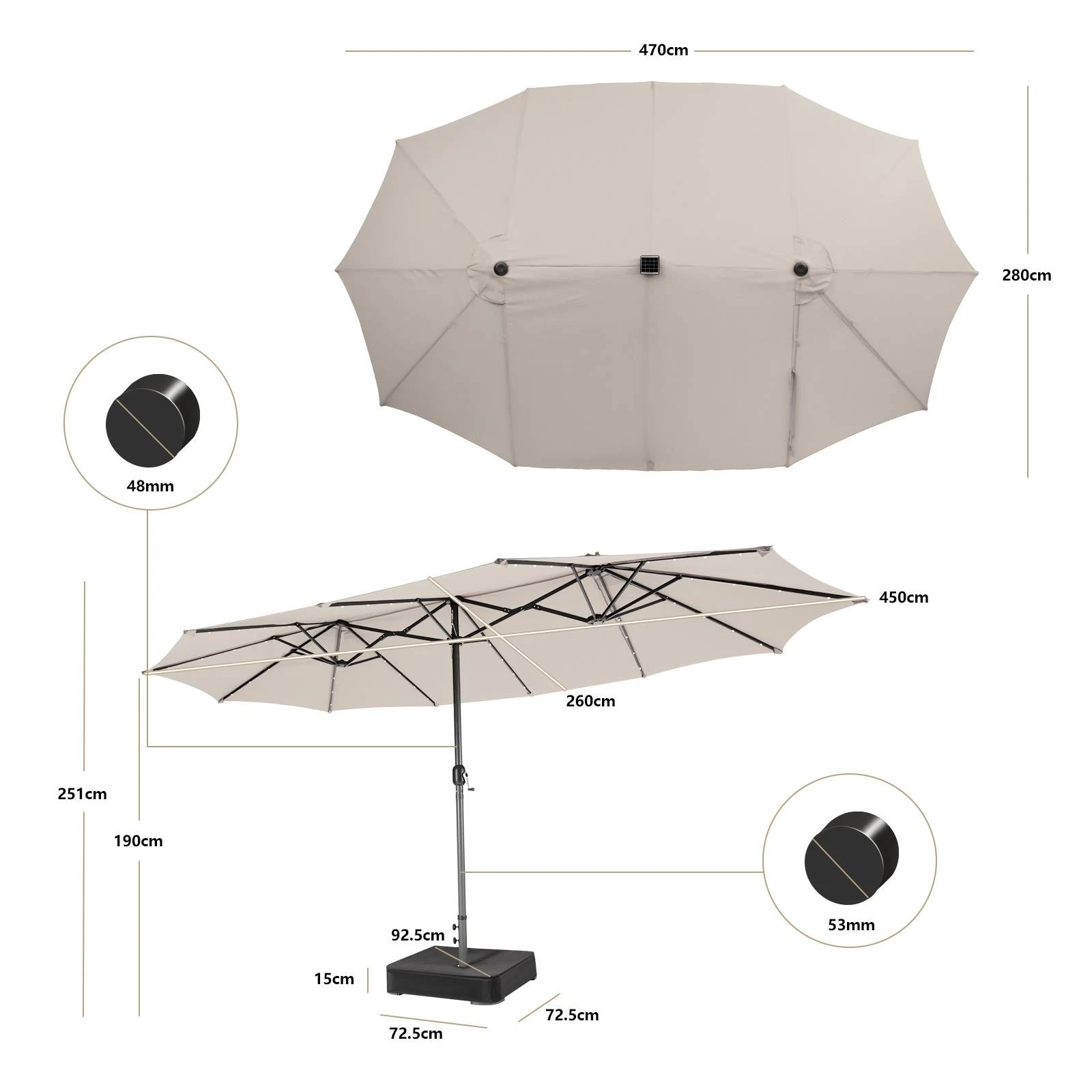 1 Costway 48-LED Light Patio Umbrella String Light Sun Shelter - White, 1 of 2