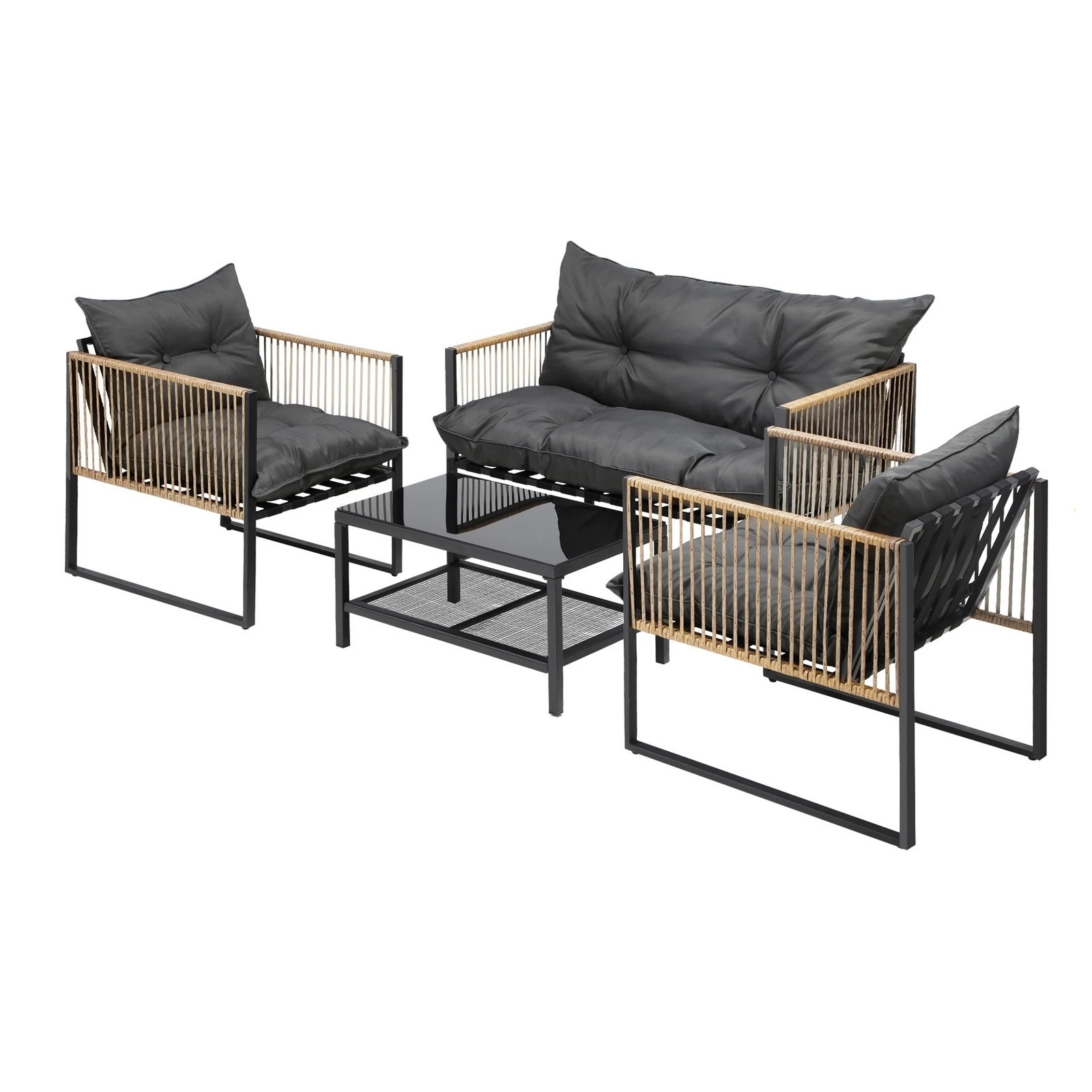 1 Livsip 4 Piece Outdoor Furniture Setting Garden Patio Lounge Sofa Table Chairs
 - Multi, 1 of 10