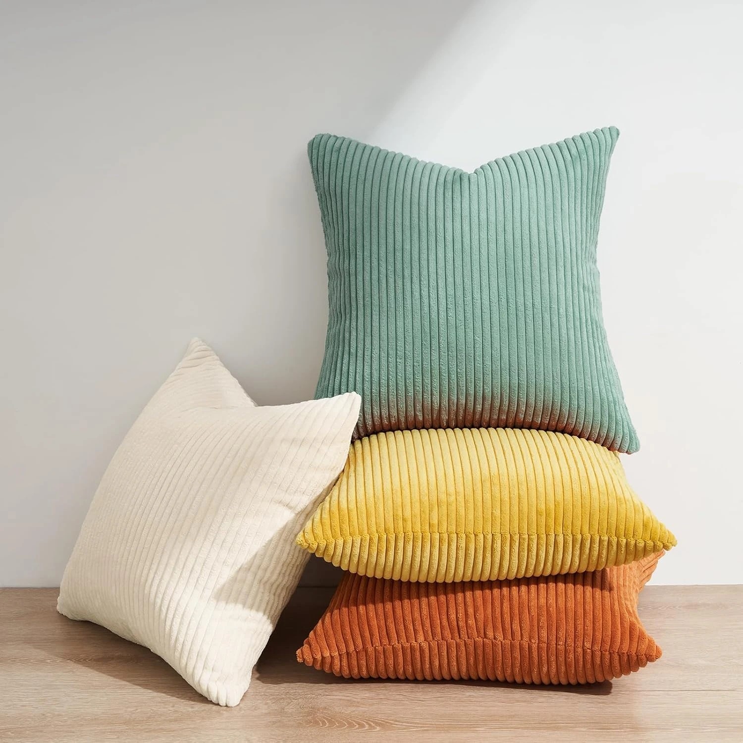 3 Gioia Casa 4-Pack Corduroy Velvet Cushion Covers 45x45cm - Rainbow, 3 of 3
