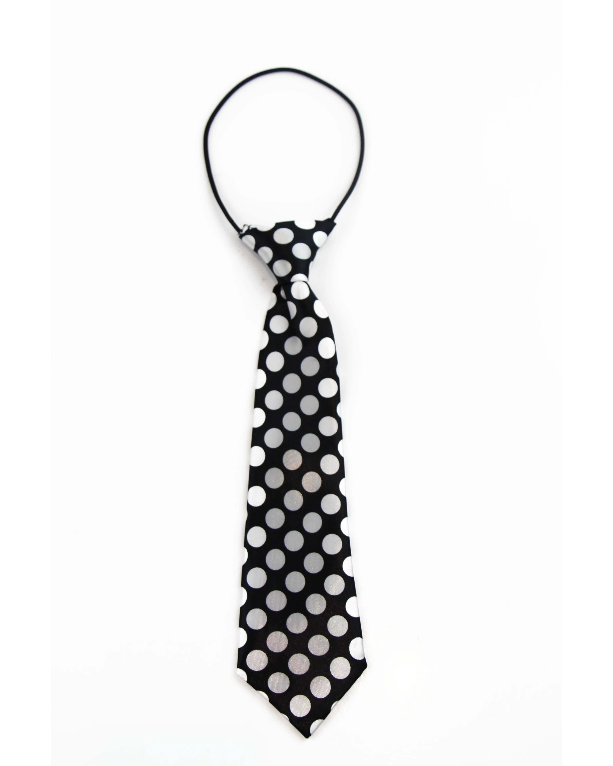 2 Zasel Kids Boys Black & White Patterned Elastic Neck Tie - Large Polka Dots - Multi, 2 of 2