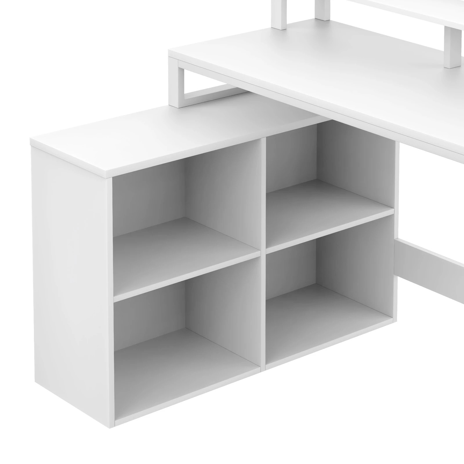 9 Advwin L Shaped Computer Desk with LED Lights & Power Outlets - White, 9 of 10
