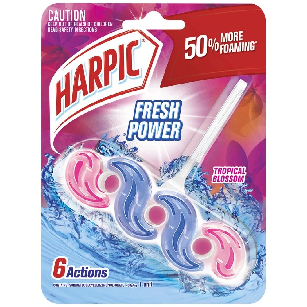 1 Harpic Fresh Power6 Toilet Block Tropical Blossom 35g, 1 of 2