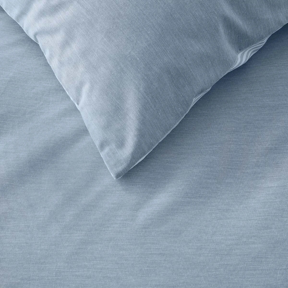 4 Chambray Cotton Rich Reversible Quilt Cover Set - Queen Bed, Blue, 4 of 7
