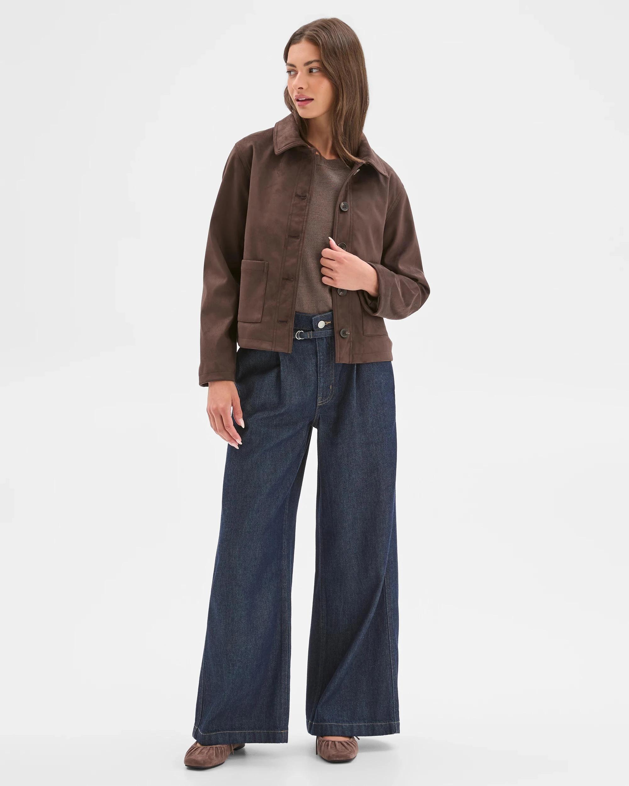 1 Target Petites Petites Suedette Jacket CHOCOLATE, 1 of 6