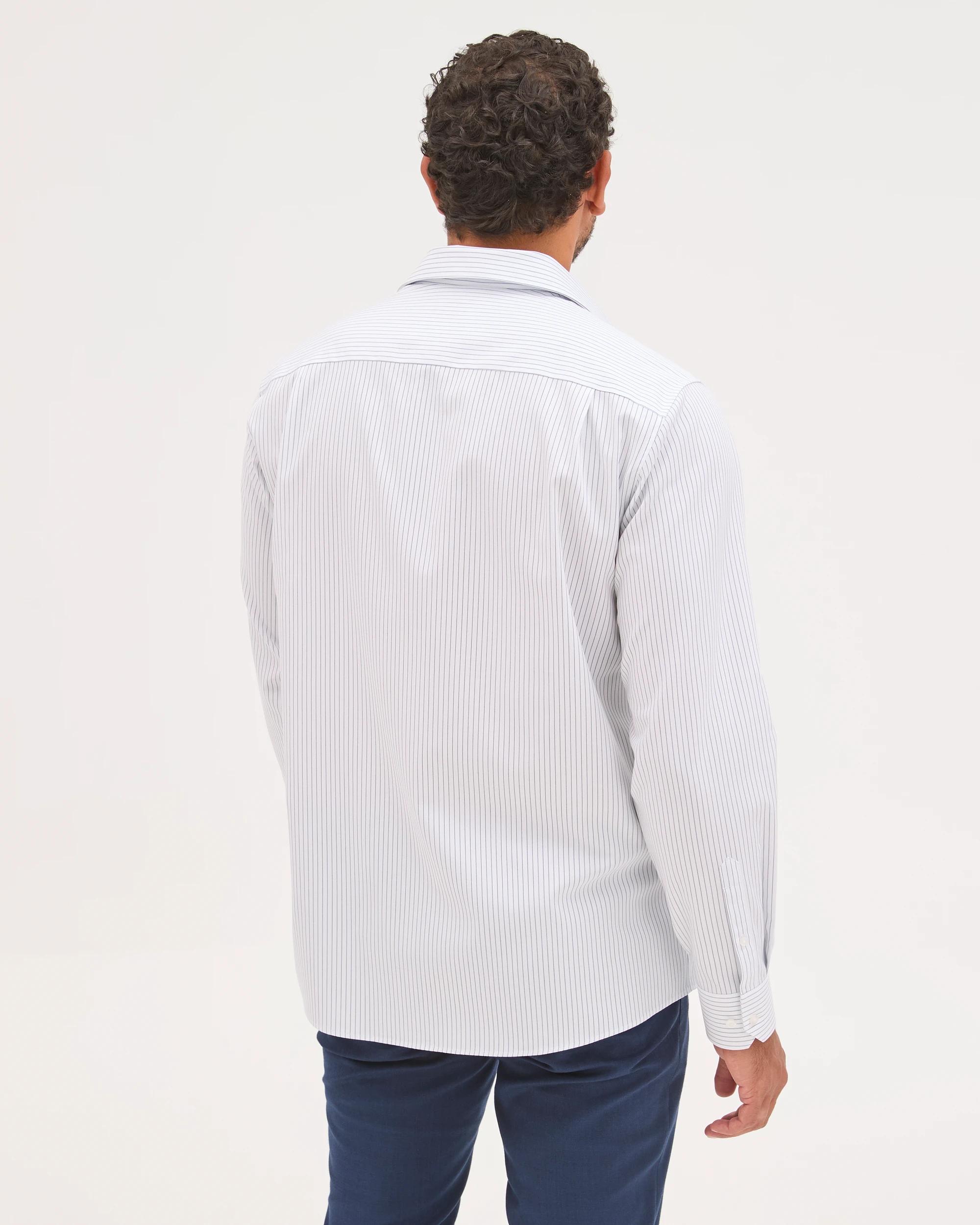 7 Preview Australian Cotton Sharp Pinstripe Business Shirt CHAMBRAY, 7 of 7