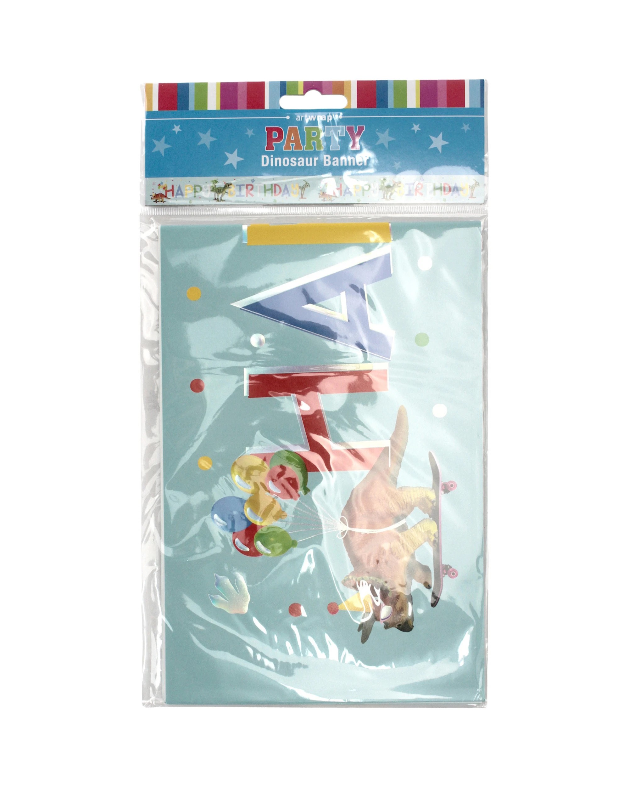 2 Artwrap Dinosaur Happy Birthday Party Paper Banner 1.8m - Multi, 2 of 3