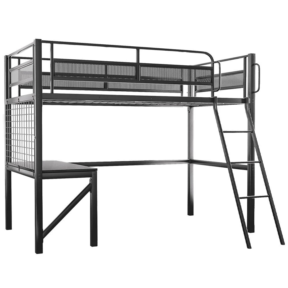 1 Kingston Slumber Single Gaming Loft Bed with Desk, Gridwall - Charcoal, 1 of 1