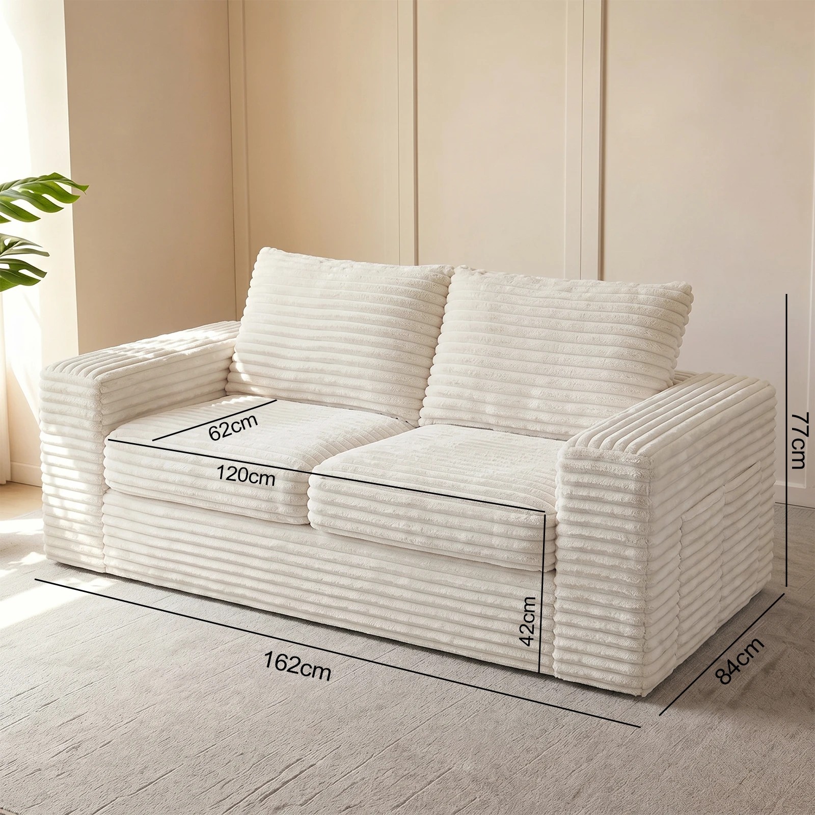 1 Advwin Loveseat Floor Sofa 162cm Loveseat Bean Bag Chair - Beige, 1 of 5