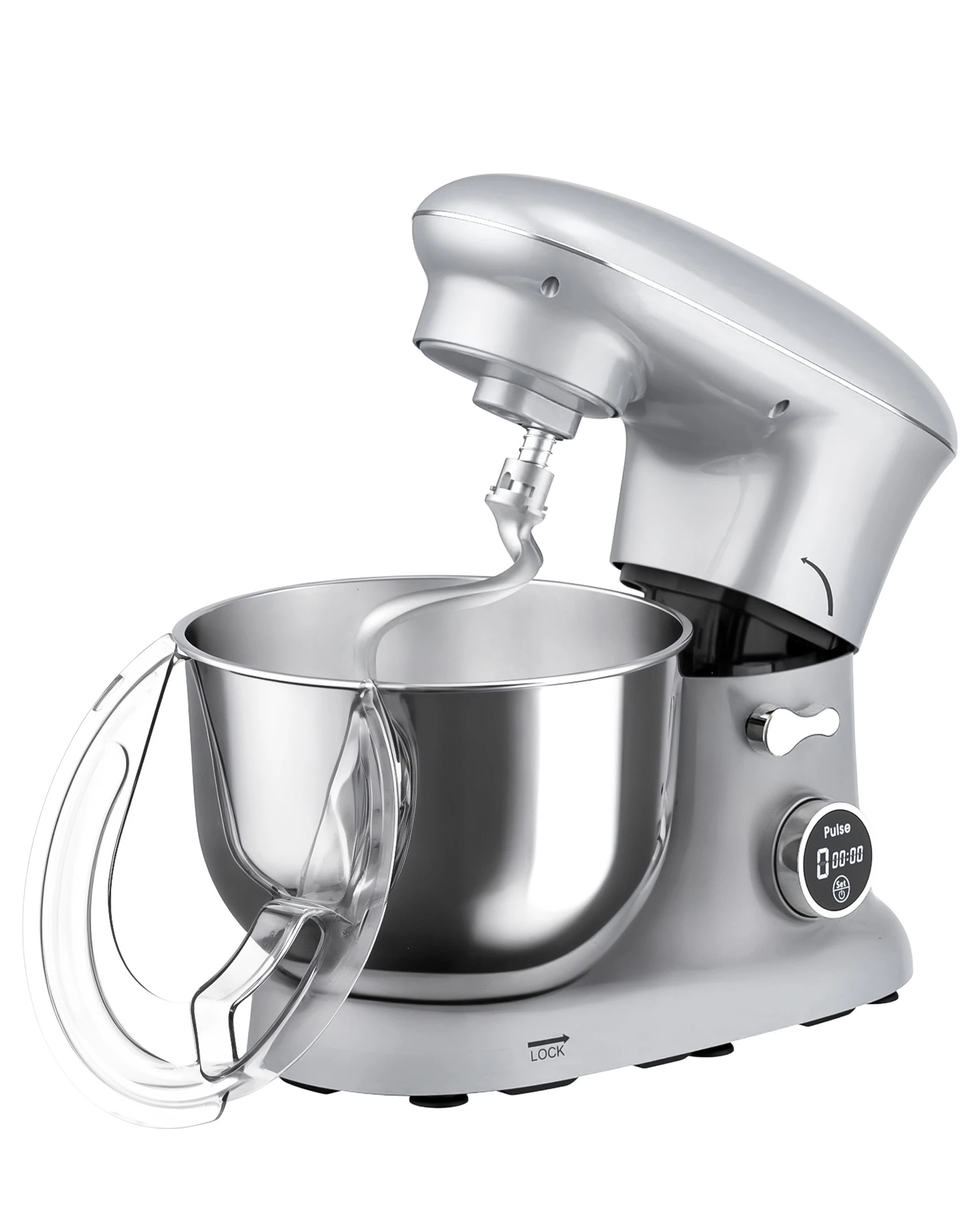 2 Yopower Stand Mixer, Electric Food Mixer with Timer - Silver, 2 of 4