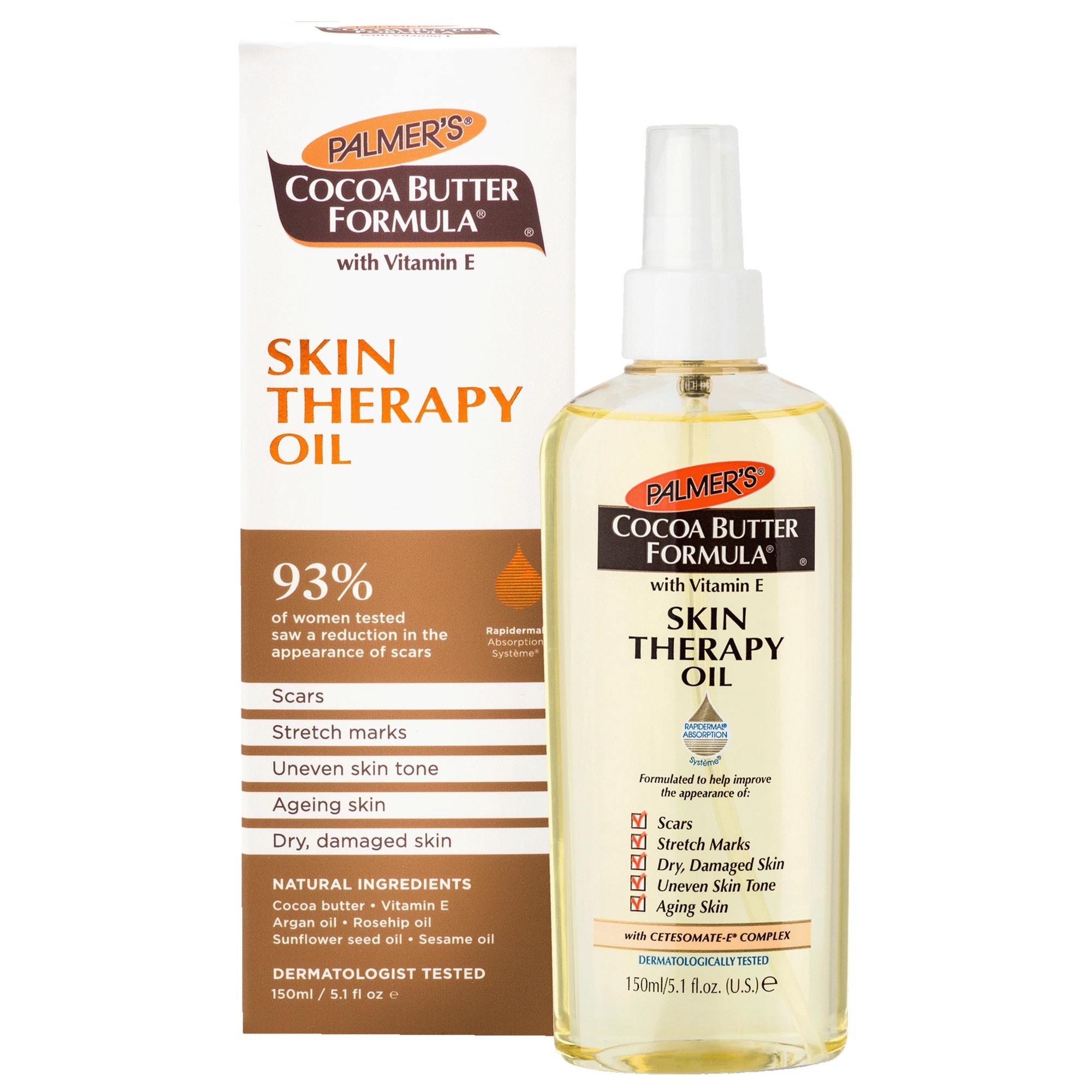 2 Palmer's Cocoa Butter Formula Skin Therapy Oil 150ml - Cocoa Butter, Vitamin E, Argan Oil, Rosehip Oil, Sunflower Seed Oil and Sesame Oil, 2 of 5