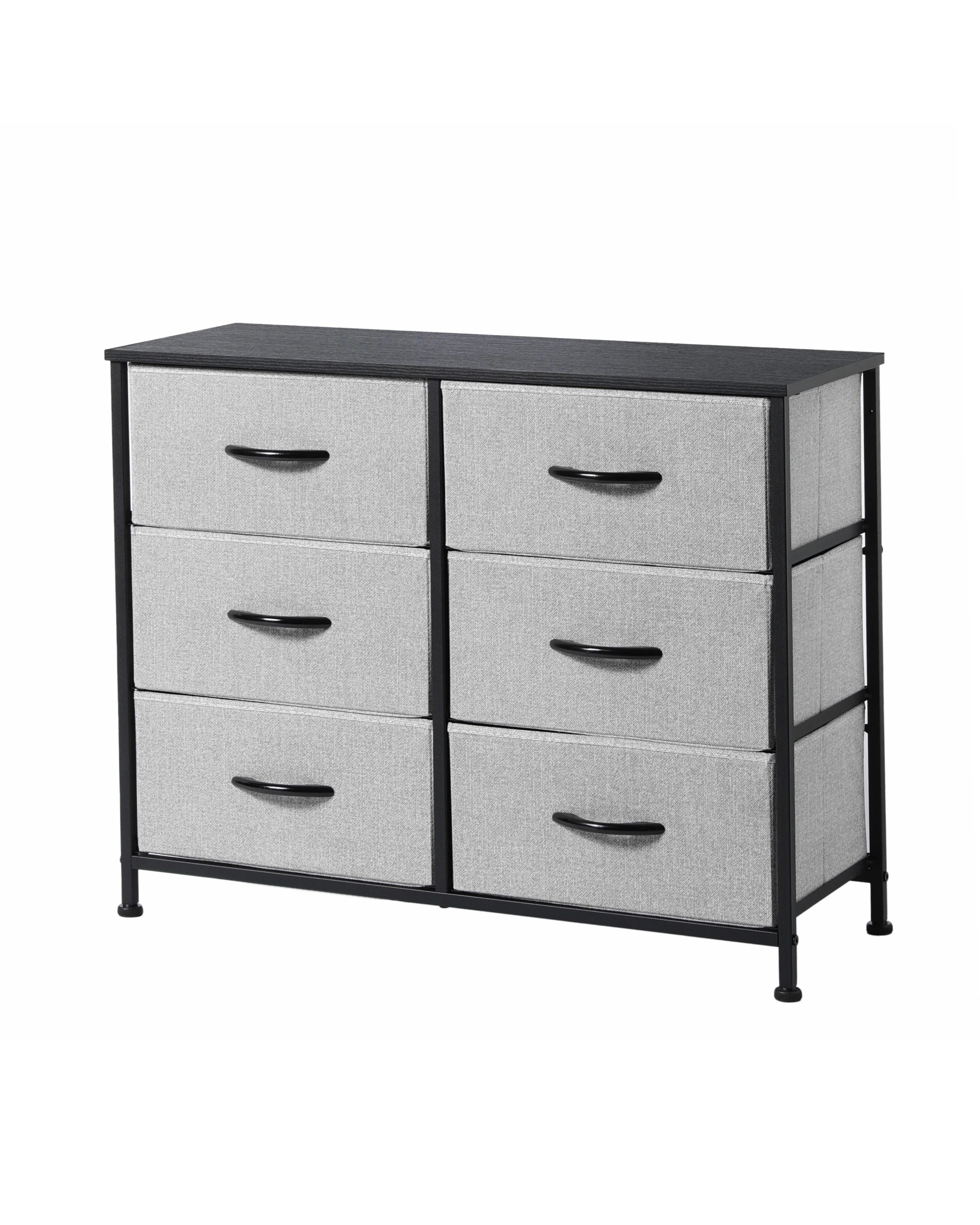 1 Sherwood Luna 6 Drawer Fabric Home Storage Dresser - Grey, 1 of 9