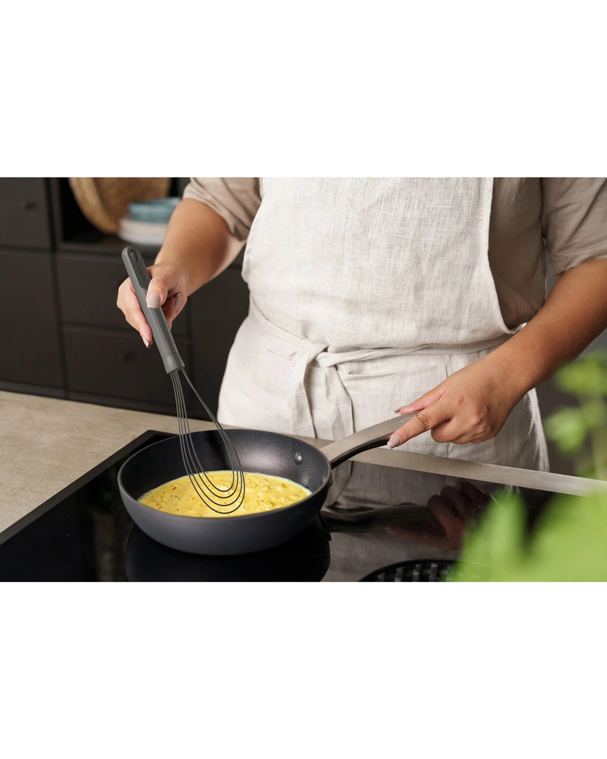 4 Zyliss Flat Whisk Silicone Heat Resistant Kitchen Tool With Wheat Straw Handle - Grey, 4 of 5