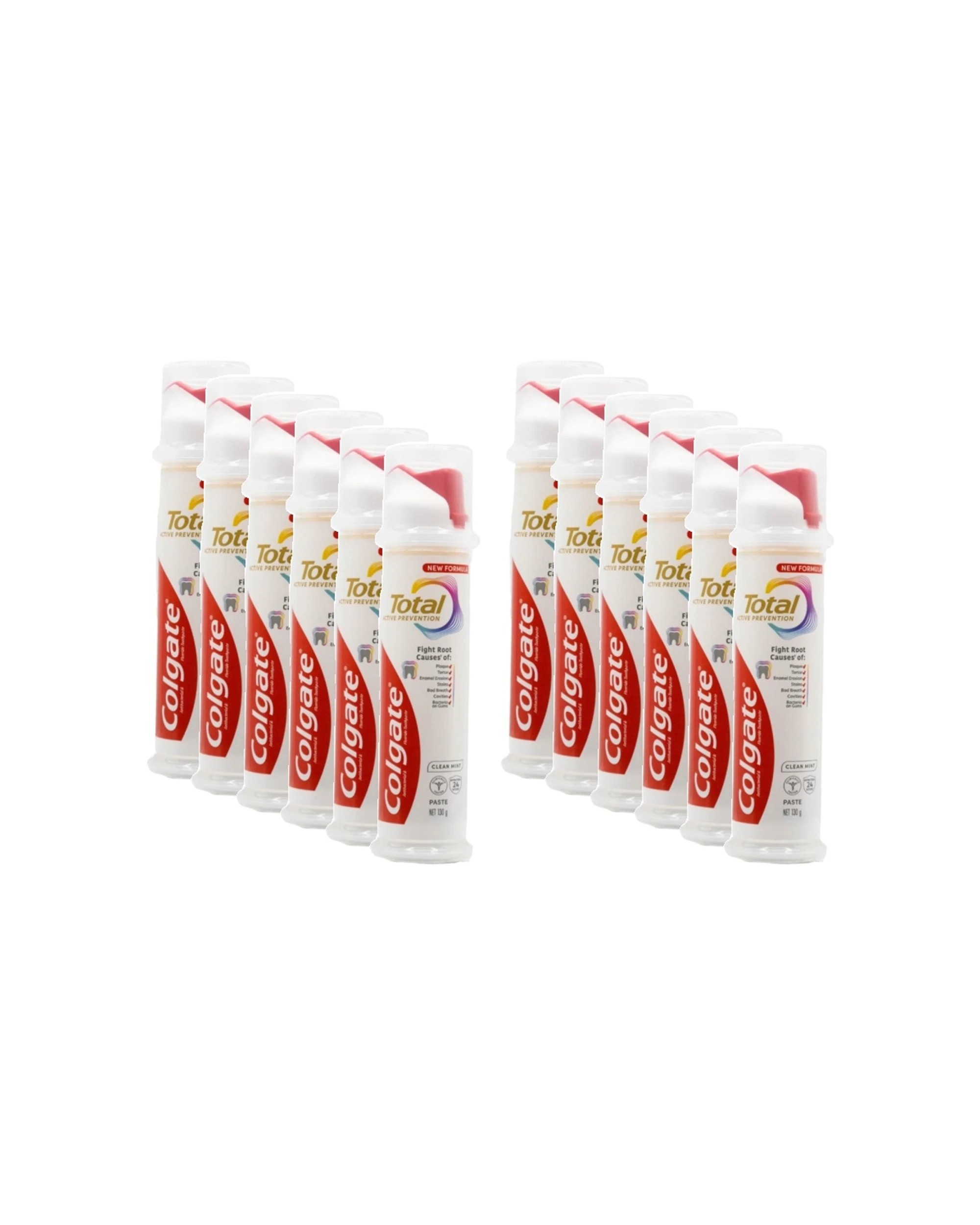 1 Colgate 12PK Colgate Total Active Prevention Pump Toothpaste 130g Clean Fresh Oral Care - Multi, 1 of 3