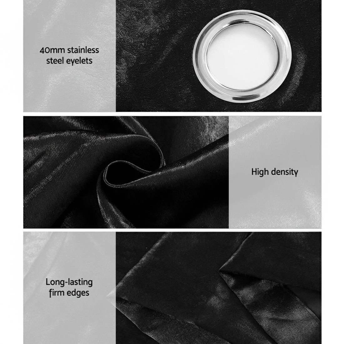 4 Artiss 2X Blockout Curtains Eyelet 240x230cm Shine - Black, 4 of 6