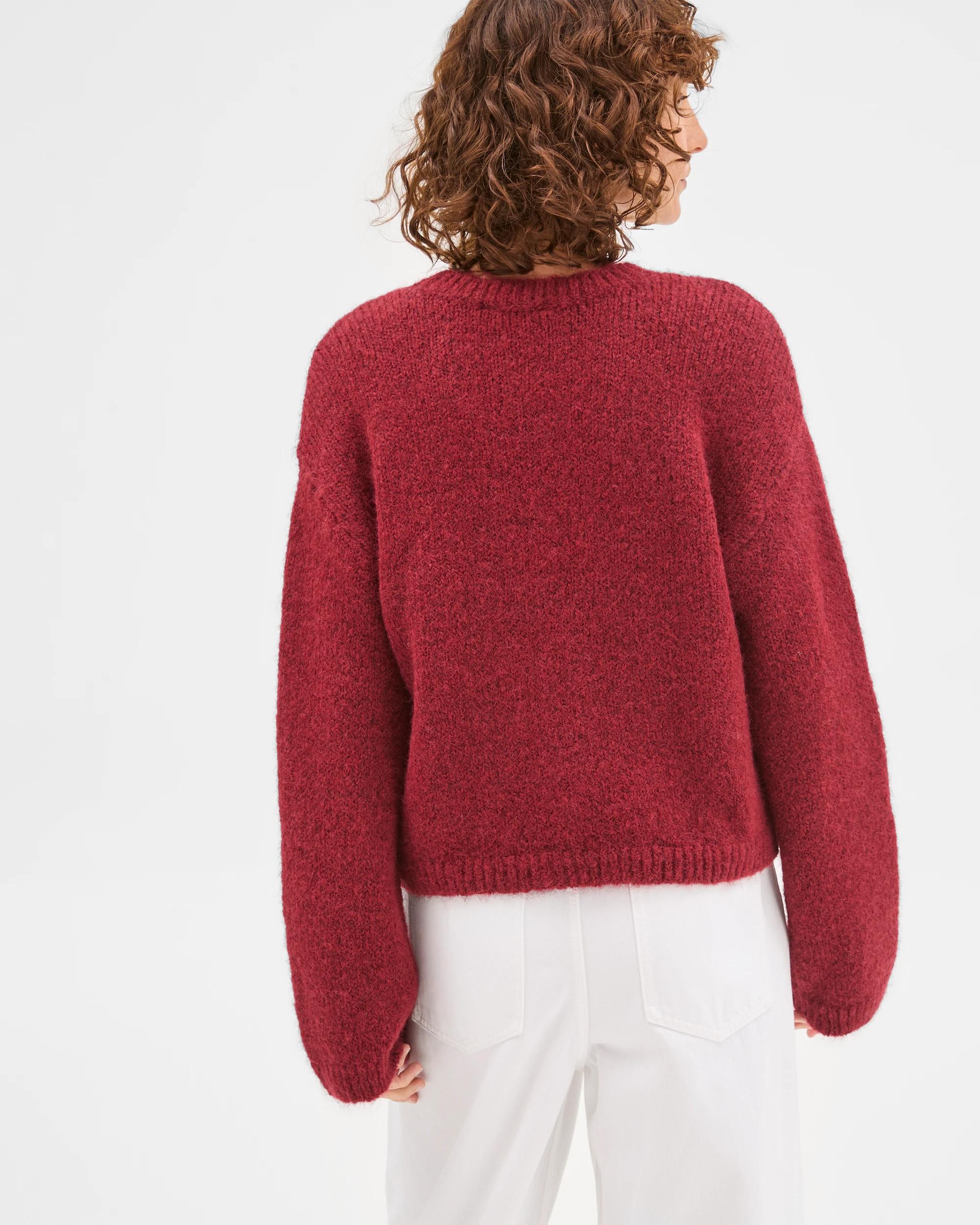 8 Target Woman Long Sleeve Boxy Fit Crop Length Embroidered Jumper BRICK RED, 8 of 8