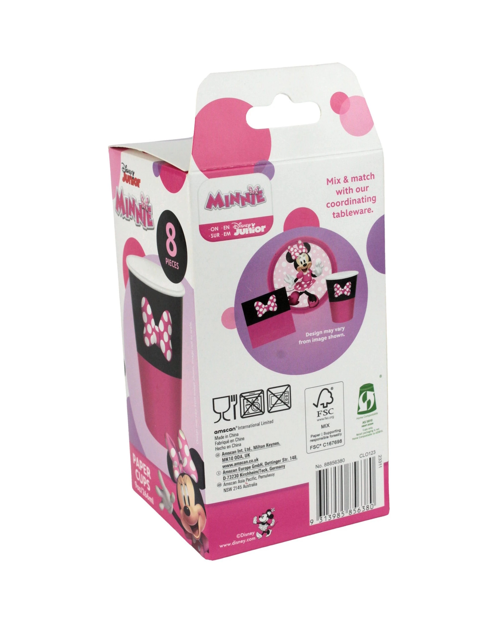 3 Amscan Minnie Mouse Forever Paper Cups 266ml Pack of 8, 3 of 3