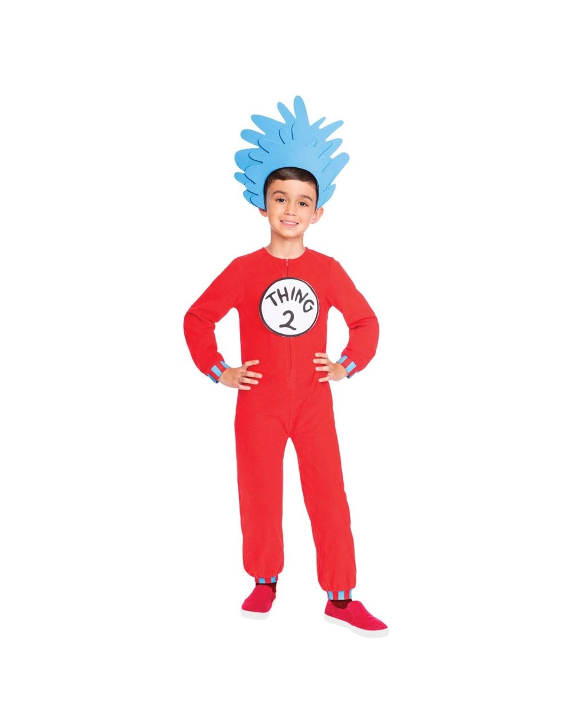 2 Dr Seuss Thing 1 and Thing 2 Jumpsuit Child Costume Size 6-8 Years, 2 of 2
