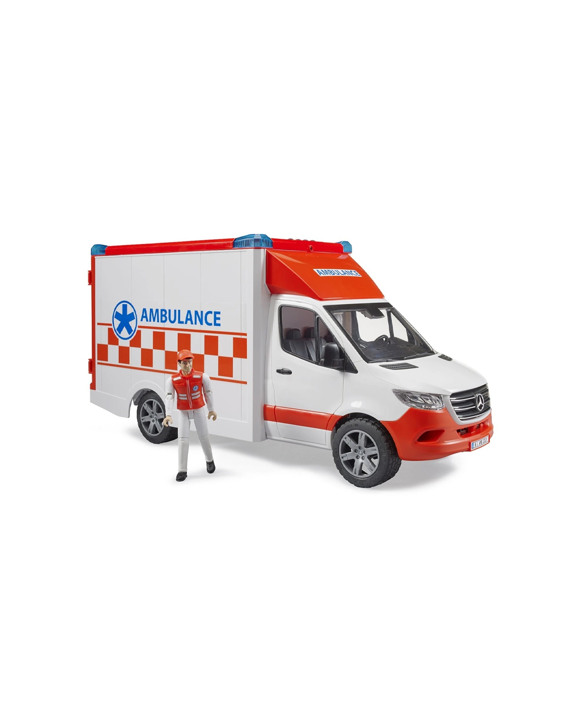 1 Bruder Mercedes G3 Sprinter Ambulance Vehicle With Driver Light And Sound 4 Years Plus - White, 1 of 5