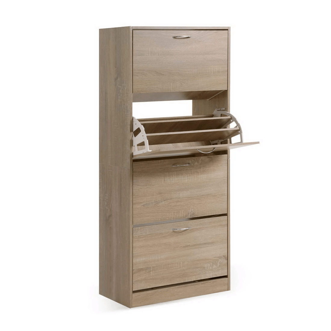 1 Artiss Shoe Rack Cabinet 60 Pairs 4 Doors - Wood - Natural, 1 of 3