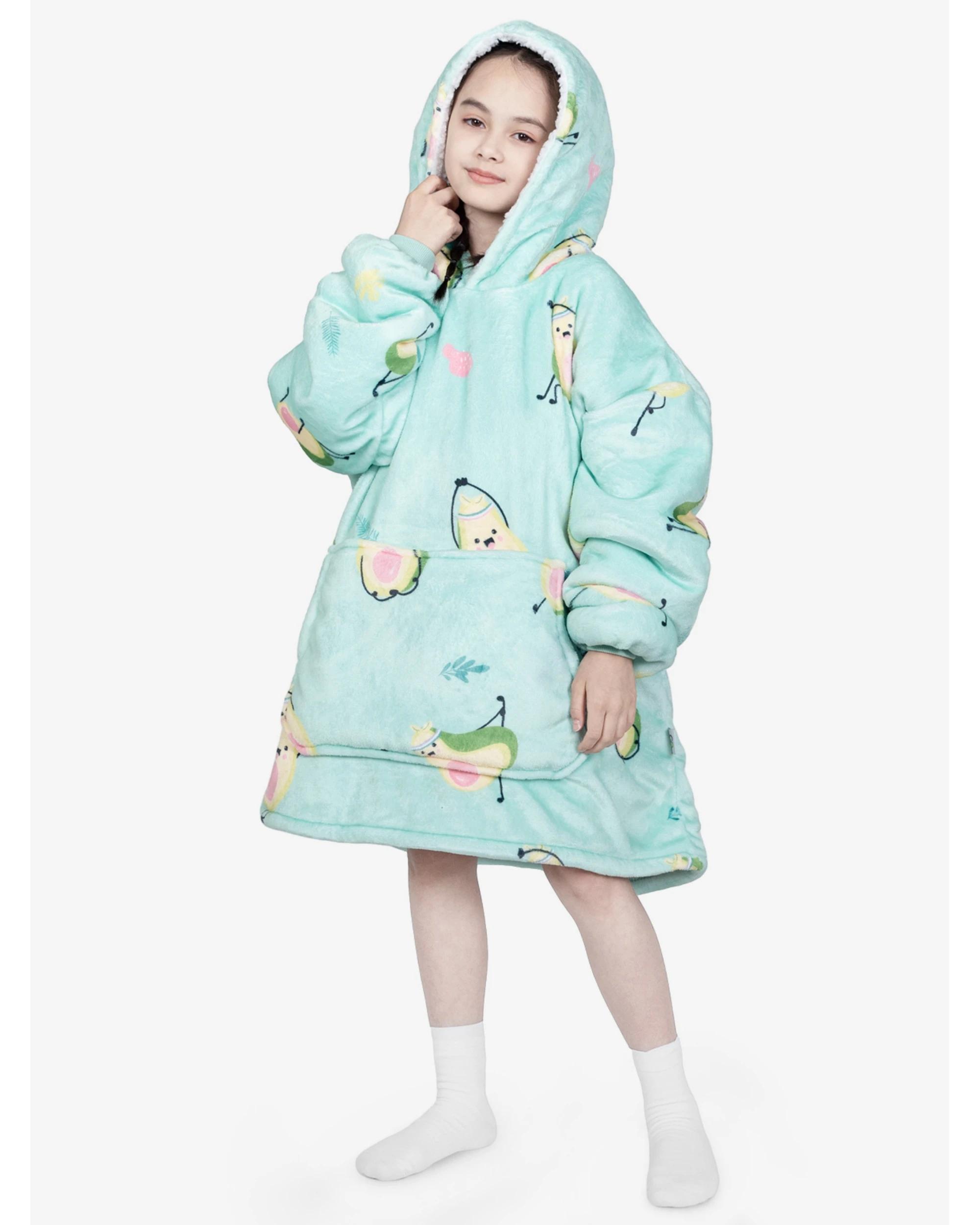 1 Advwin Wearable Blanket Flannel Hoodie Sweater Kids Pink Point YOGA AVOCADO, 1 of 5