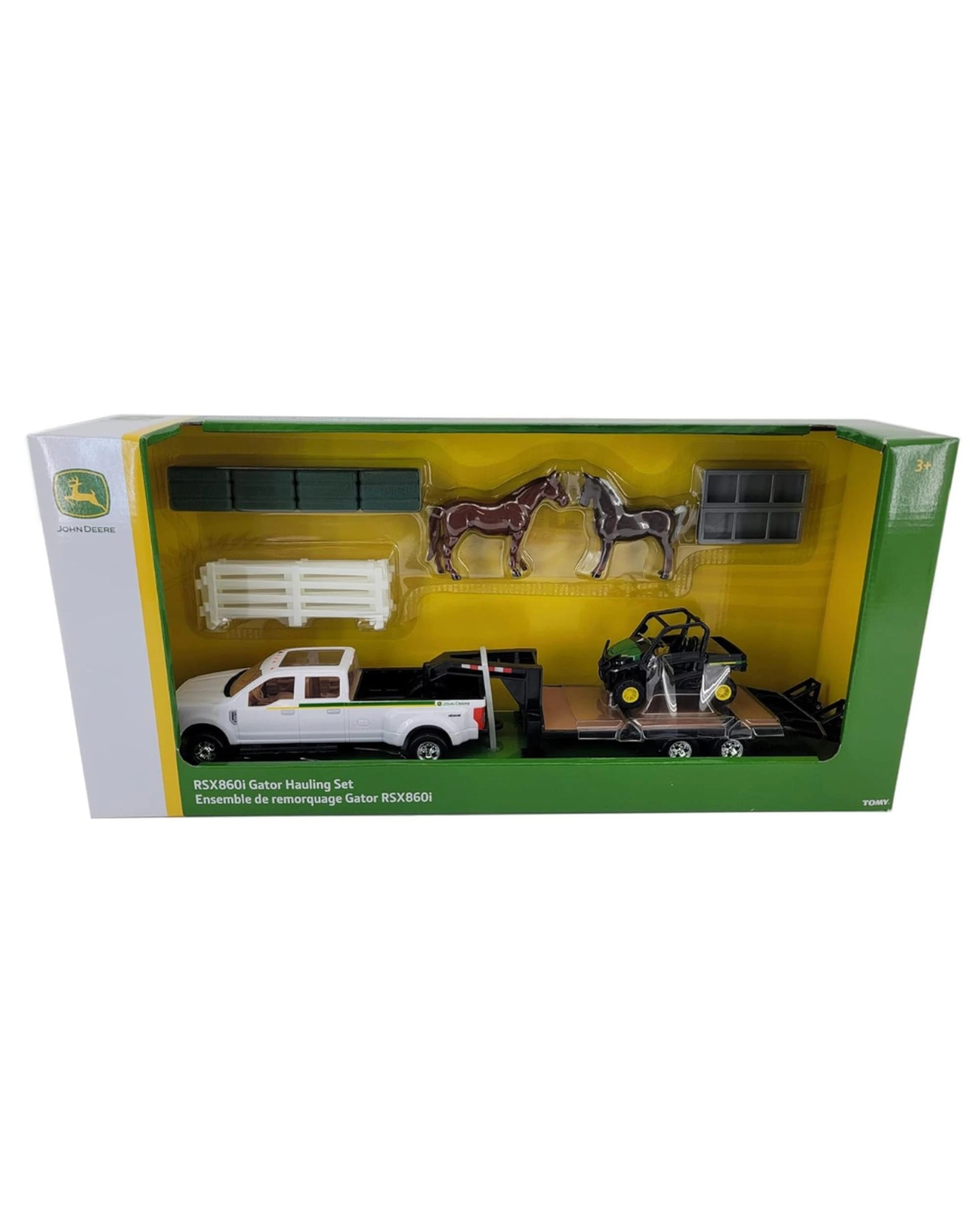 1 TOMY John Deere RSX860i Gator Hauling Set With Ford Pickup And Trailer Plus Horses and Yards 1:32 Scale Toy Set, 1 of 2