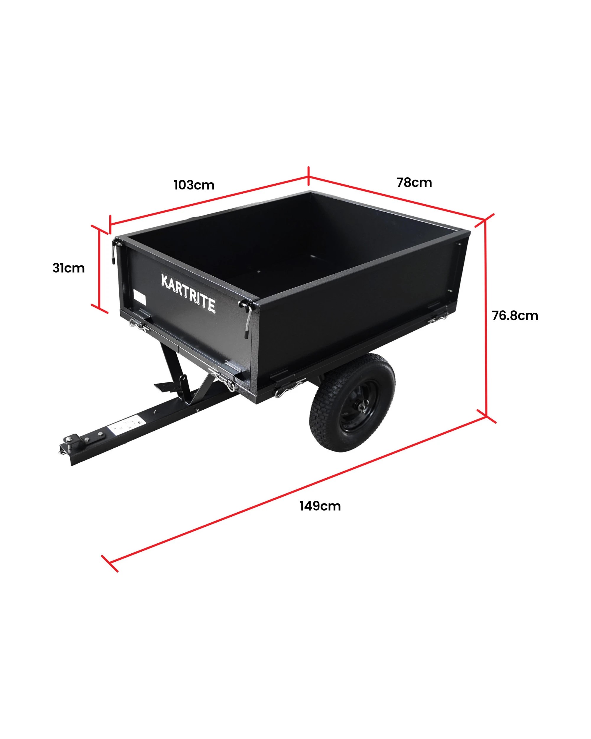 4 Kartrite Garden Heavy Duty Dump Cart 270kg Capacity Utility Tailgate Trailer - Black, 4 of 8