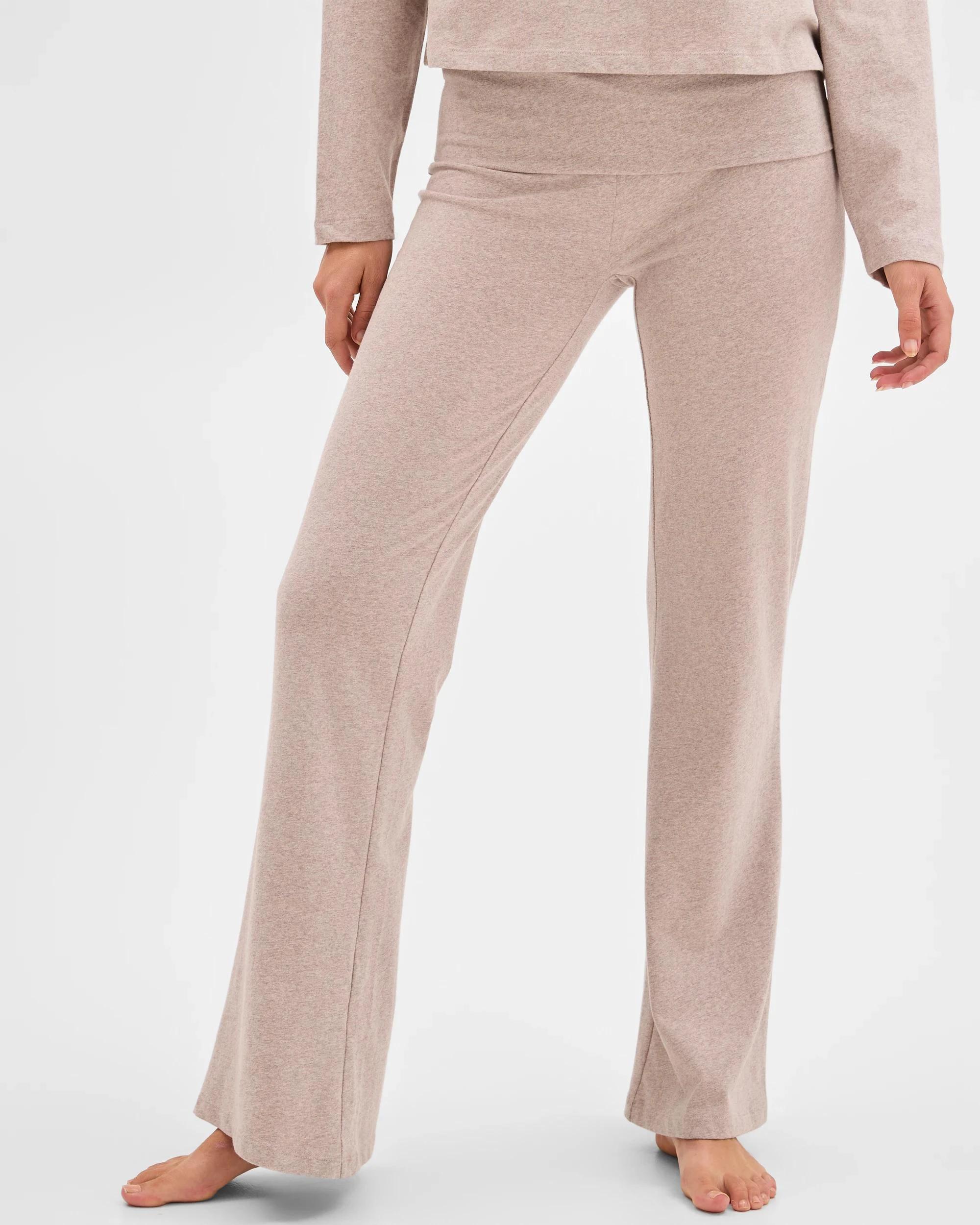 7 Lily Loves Australian Cotton Folded Waist Flare Leg Sleep Pants MUSHROOM, 7 of 7