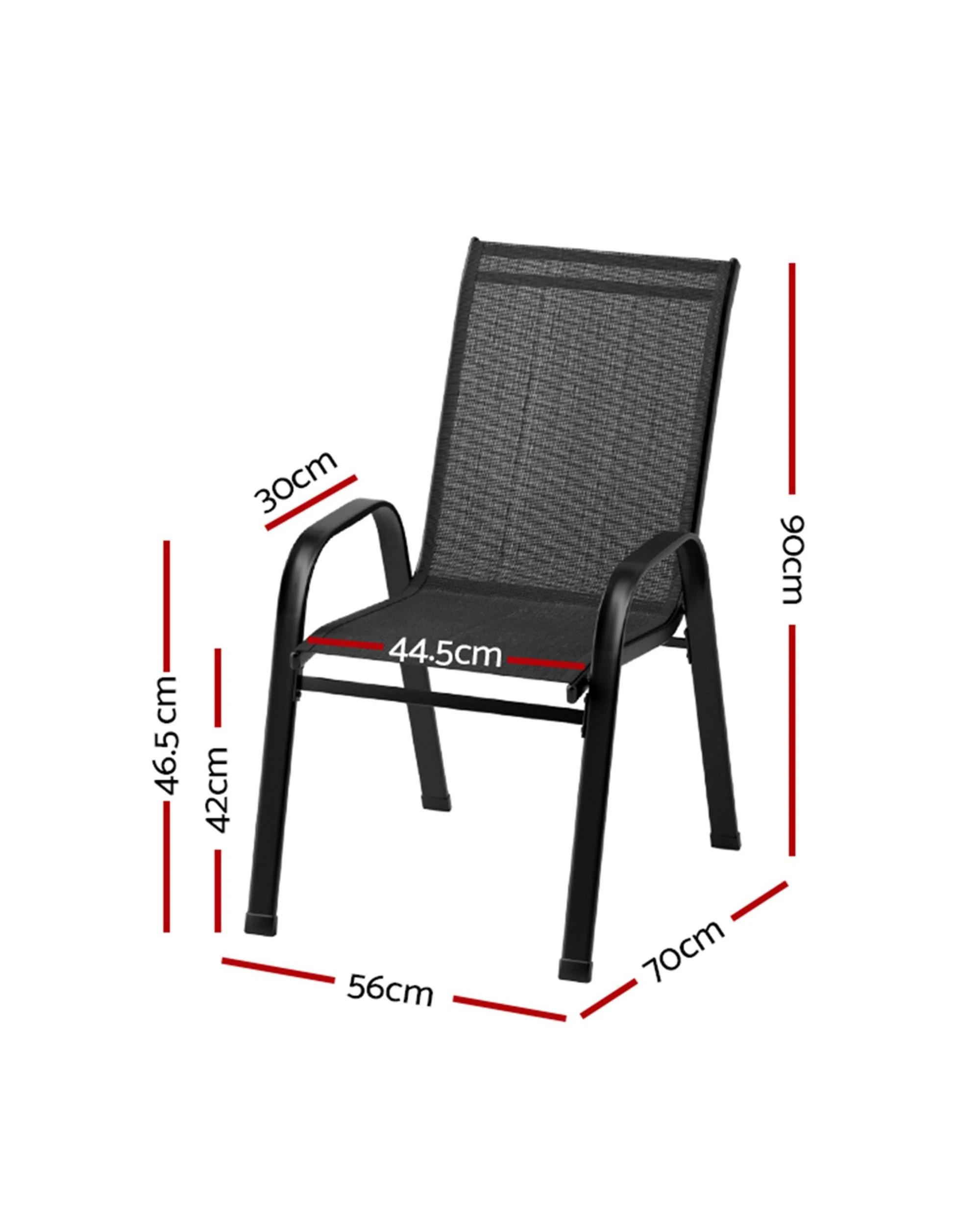 2 Gardeon 4pc Outdoor Dining Chairs Stackable Lounge Chair Patio Furniture
 - Black, 2 of 2