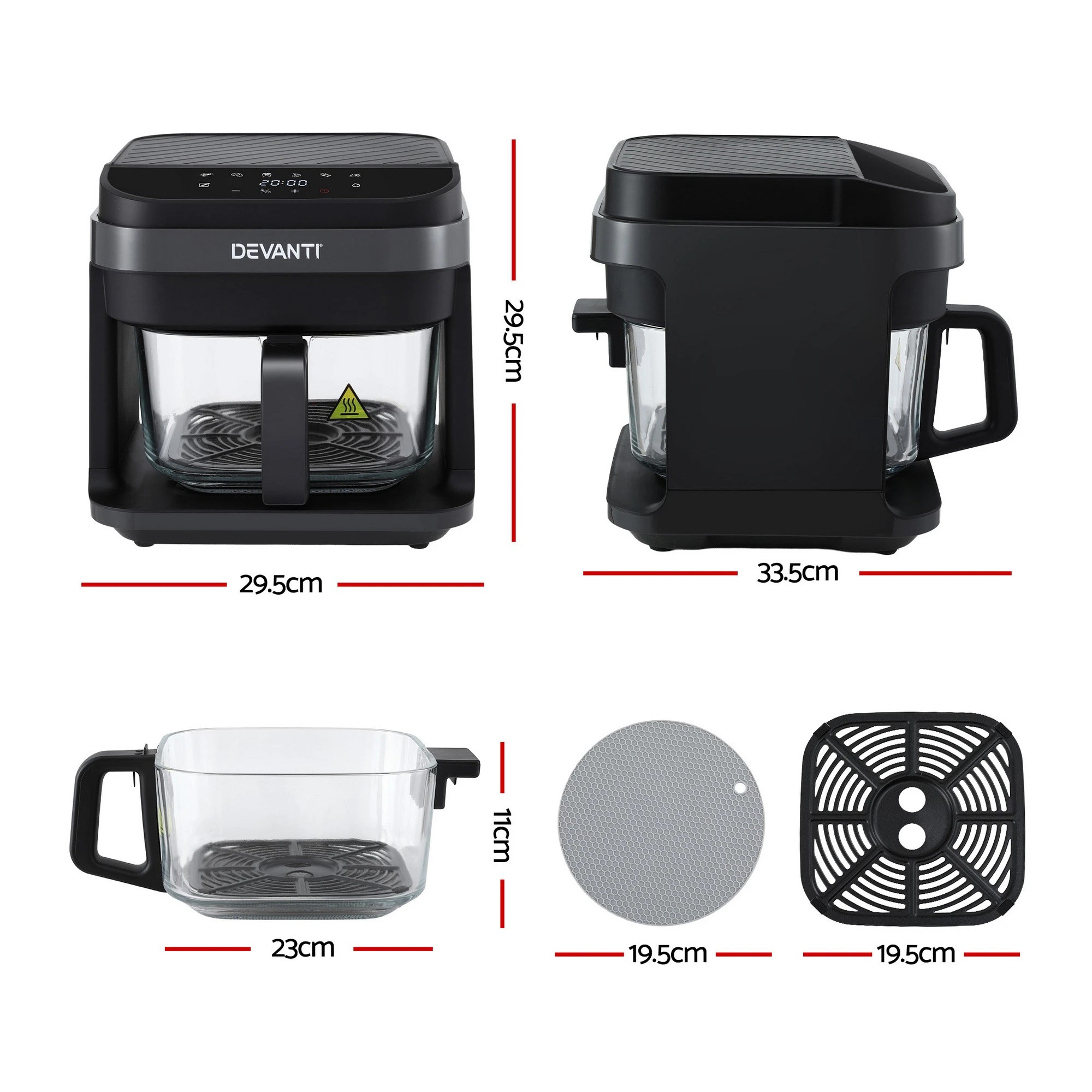 3 Devanti Air Fryer 5.5L Touch Control Electric Cooker 1200W - Multi, 3 of 7