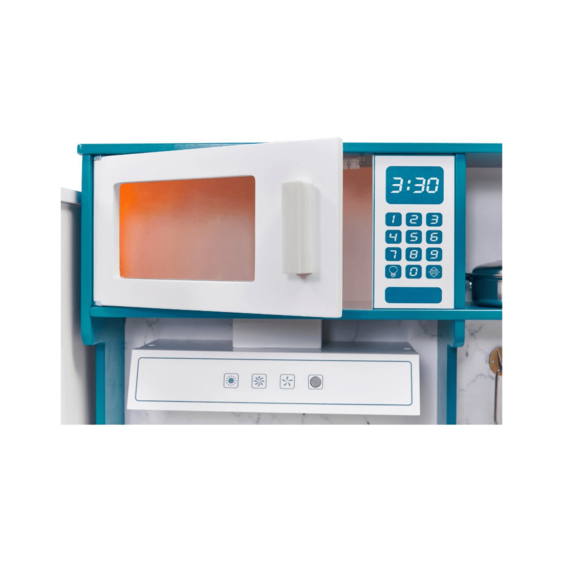 5 Plum Play Au Bakehouse Wooden Play Kitchen With Fridge And Utensils Set
 - Blue, 5 of 9