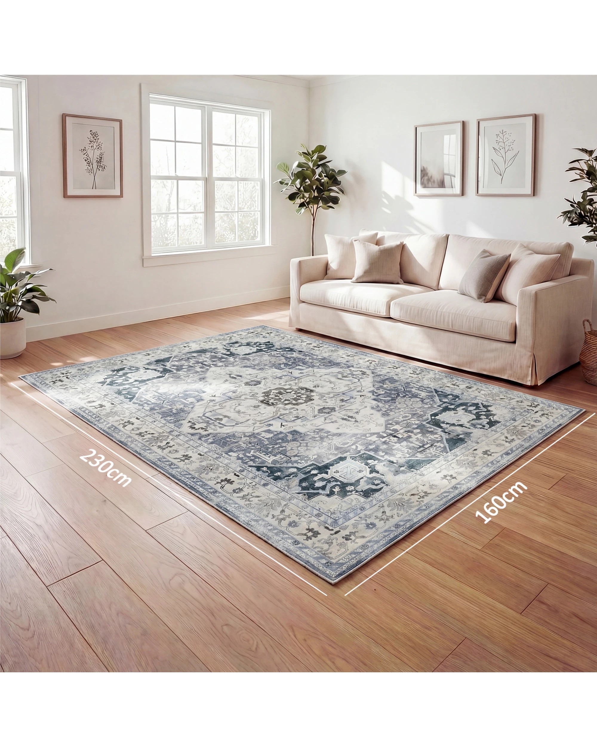 2 Advwin Large Floor Rug 160 x 230cm Vintage Thick Carpet - Grey, 2 of 7