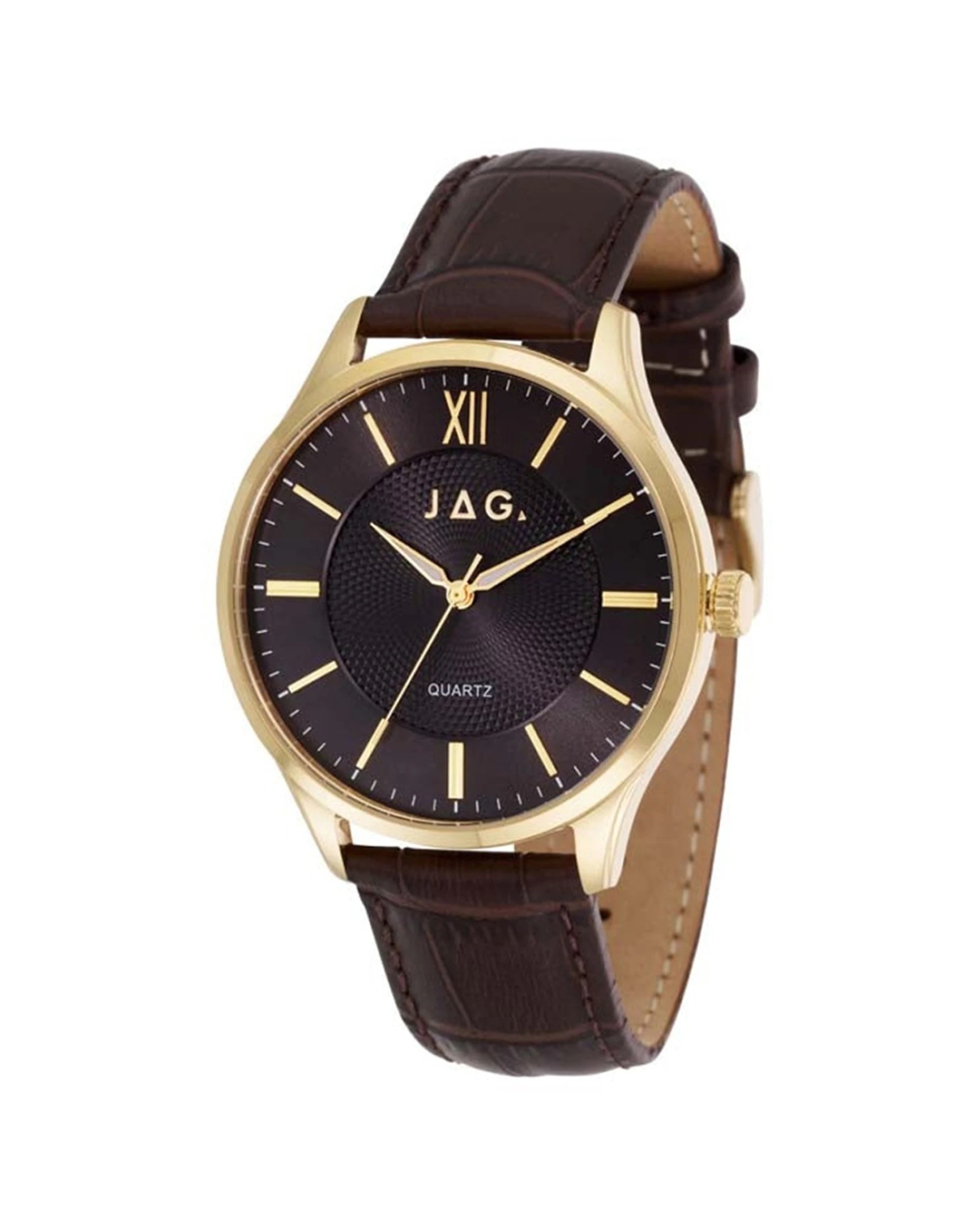 2 JAG Geelong Black Leather Band 41mm Men's Watch Gold Case 5 ATM Water Resistant, 2 of 2