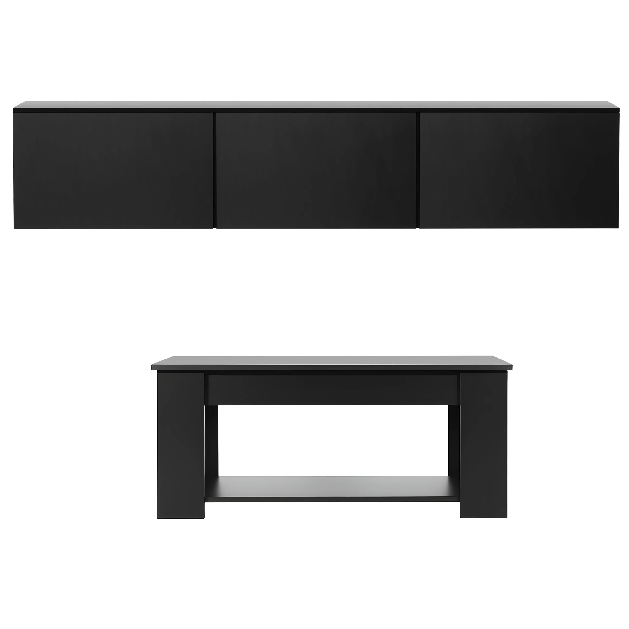 4 Artiss Floating TV Unit & Lift Up Coffee Table Set with Hidden Storage Space High Gloss Front - Black, 4 of 10