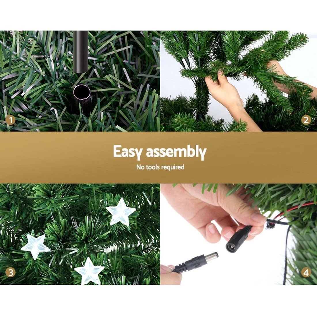 2 Jingle Jollys 1.2m Christmas Tree Optic Fibre LED Xmas tree Colour - Green, 2 of 8