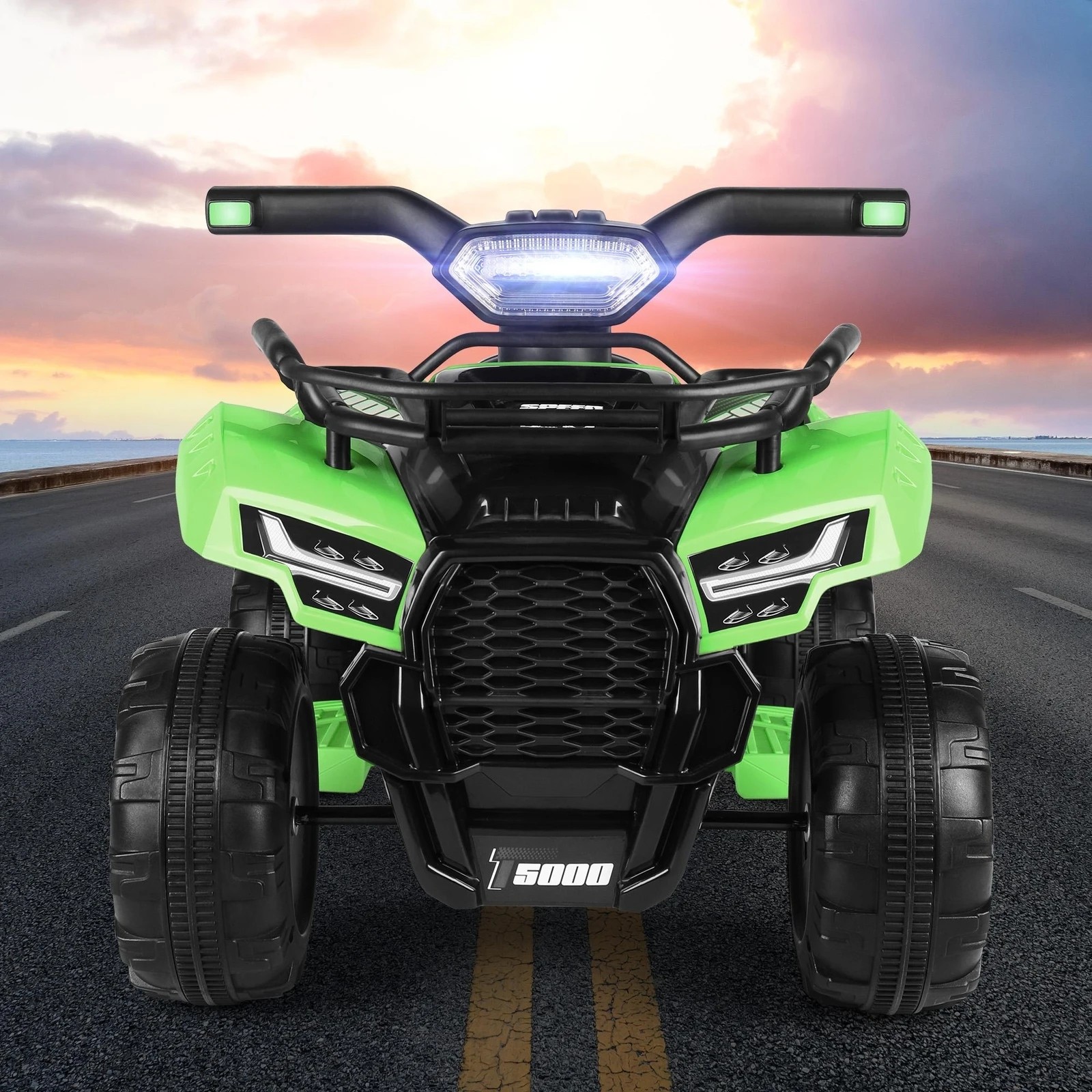 4 Alfordson Kids Ride On Car Electric ATV Toy 25W Motor W/ USB MP3 LED Light - Green, 4 of 10