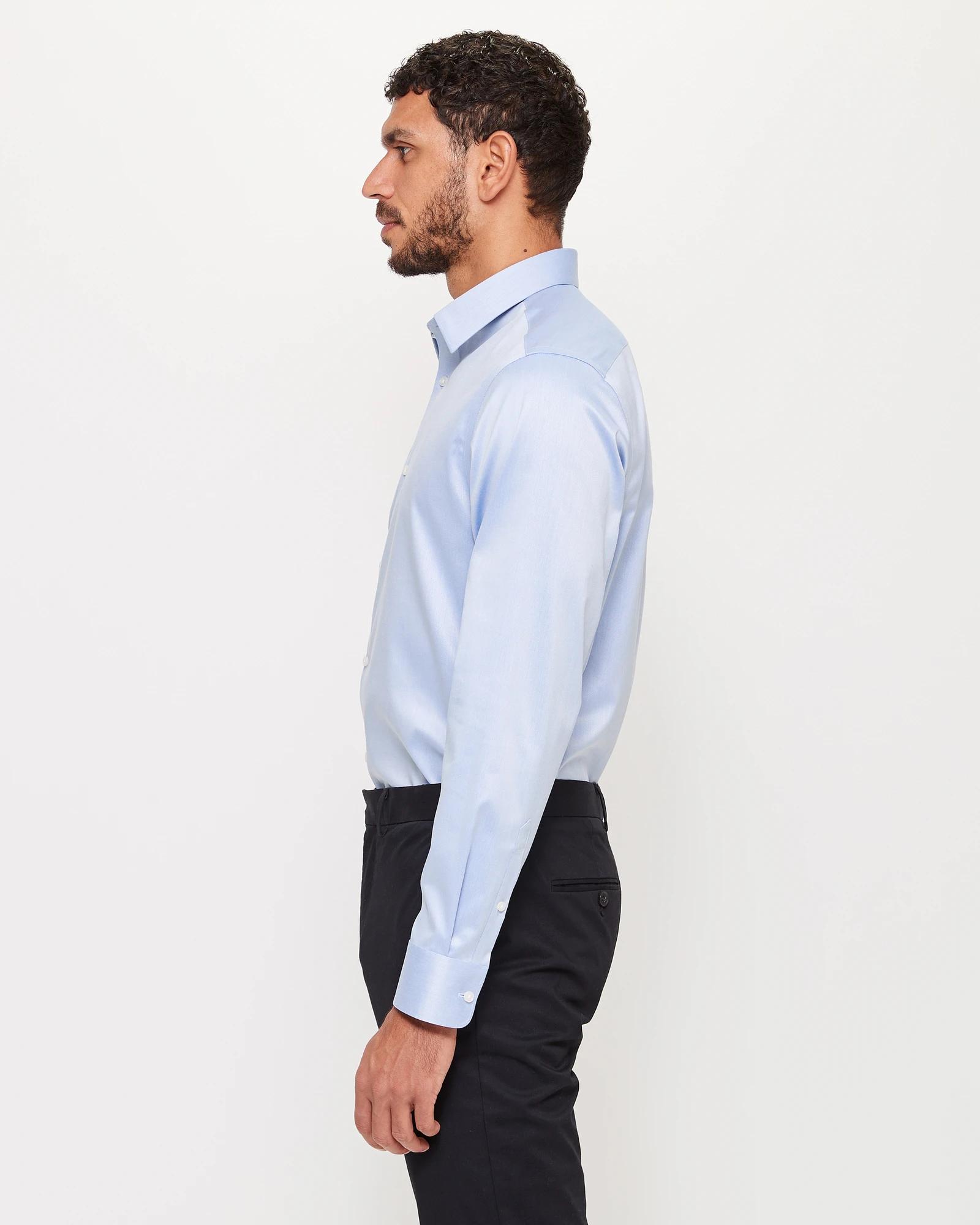 3 Non Iron Long Sleeve Business Shirt - Preview BLUE, 3 of 6