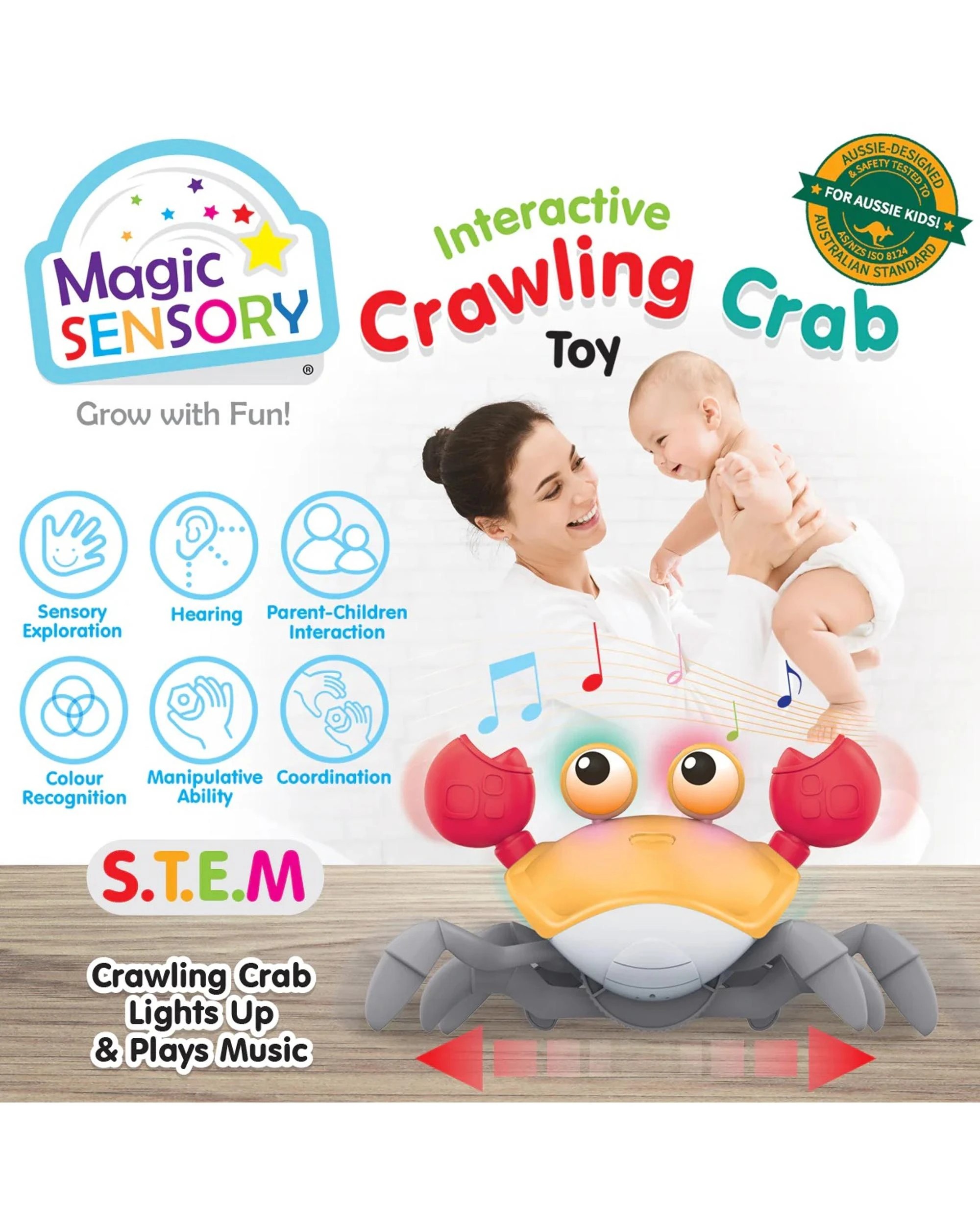 6 Magic Sensory Interactive Crawling Crab Toy - Orange, 6 of 8
