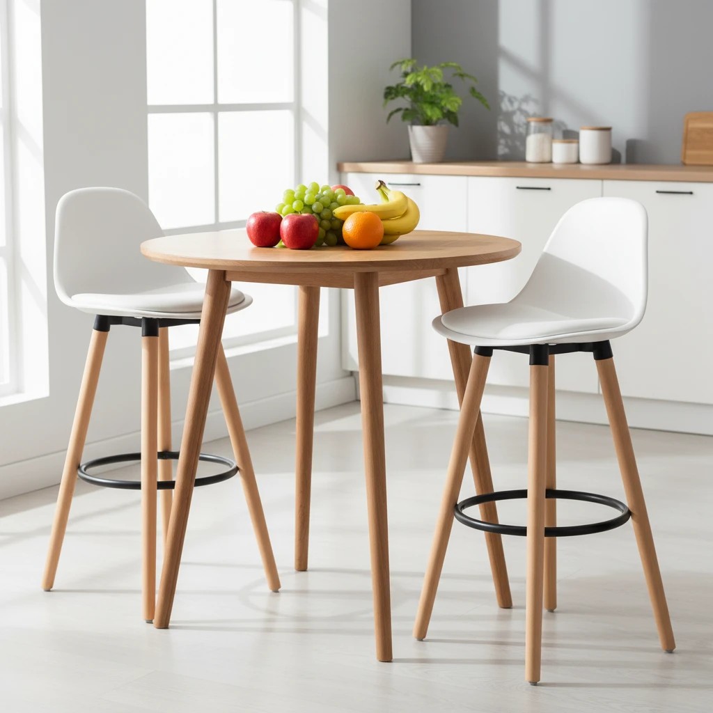 3 Costway Upholstered Bar Stool Wood Metal Dining Chair w/Footrest Kitchen Counter Cafe Pub - White, 3 of 5