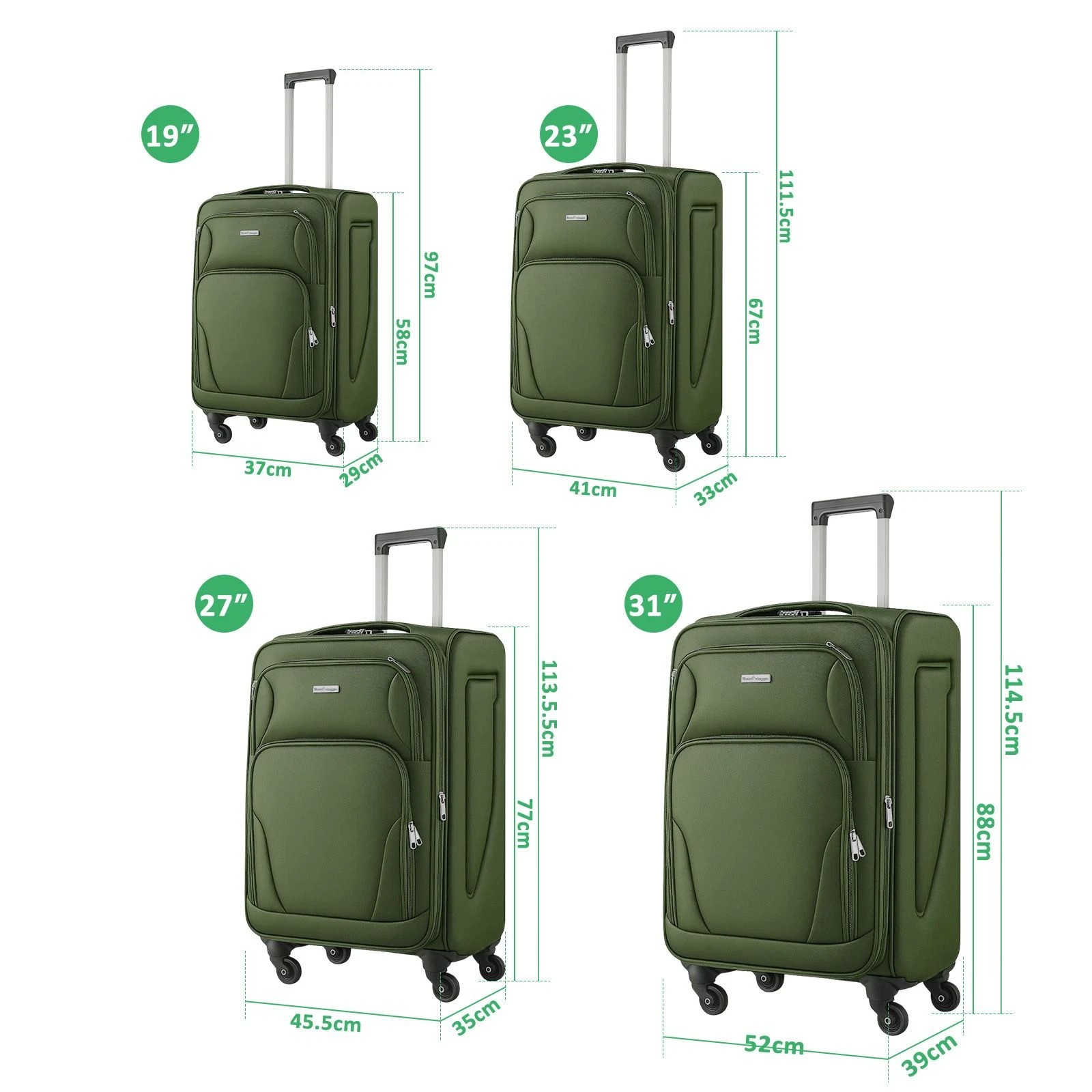 2 Buon Viaggio Soft Sided Expandable Luggage Suitcases Set 4 Piece Carry On Cabin Travelling Bags with TSA Lock, 2 of 6