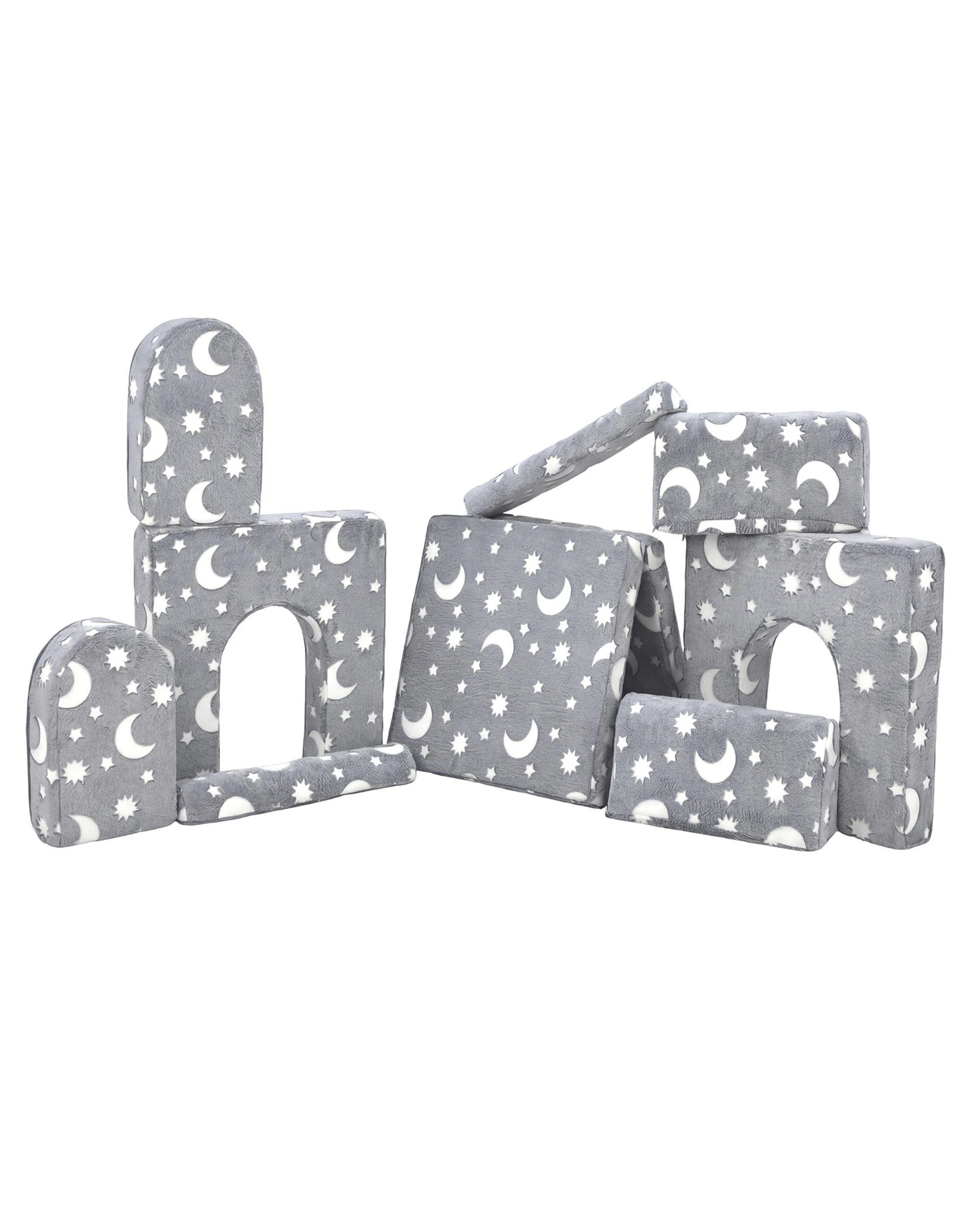 3 ADVWIN 10pcs Kids Modular Sofa Convertible Play Couch Children Sectional Sofa Floor Cushion - Grey, 3 of 10