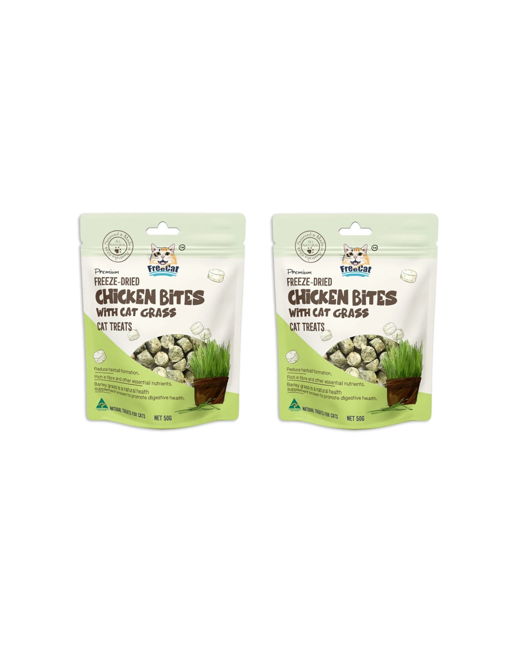 1 Freecat Premium Freeze Dried Chicken Bites With Grass 2 Pack 50g Pet Cat Treats - Plain, 1 of 1
