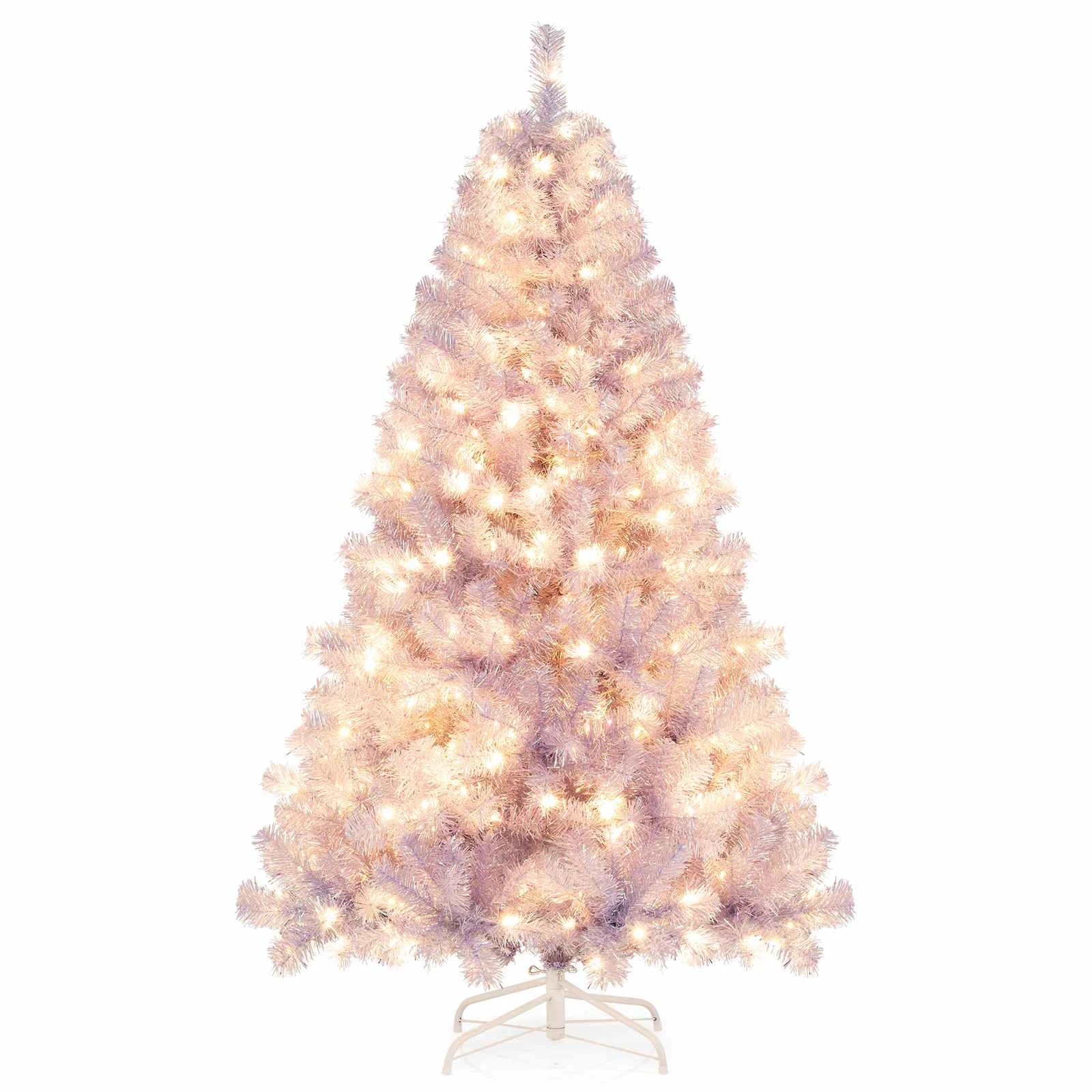 1 Costway 1.8M Pre-Lit Xmas Christmas Tree w/250 LED Light Lavender, 1 of 1