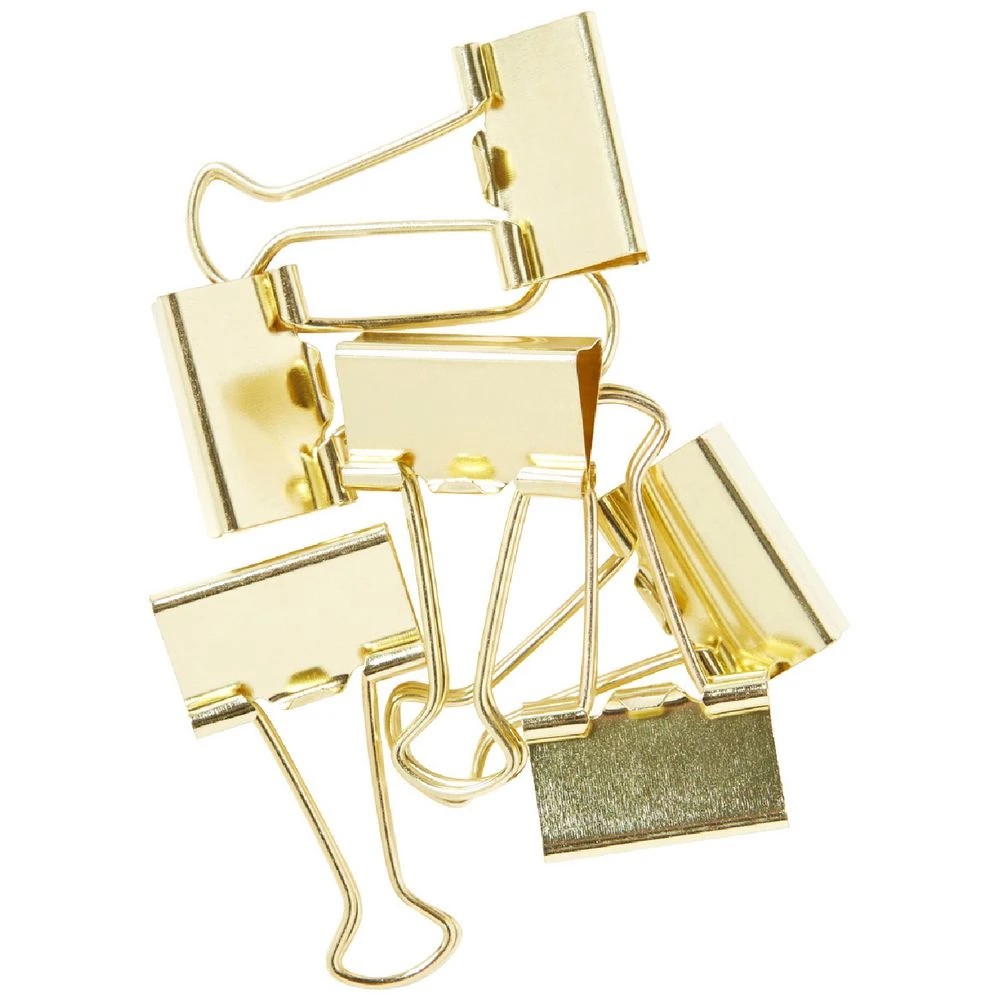 2 J.Burrows 25mm Foldback Clips Gold 6 Pack, 2 of 3