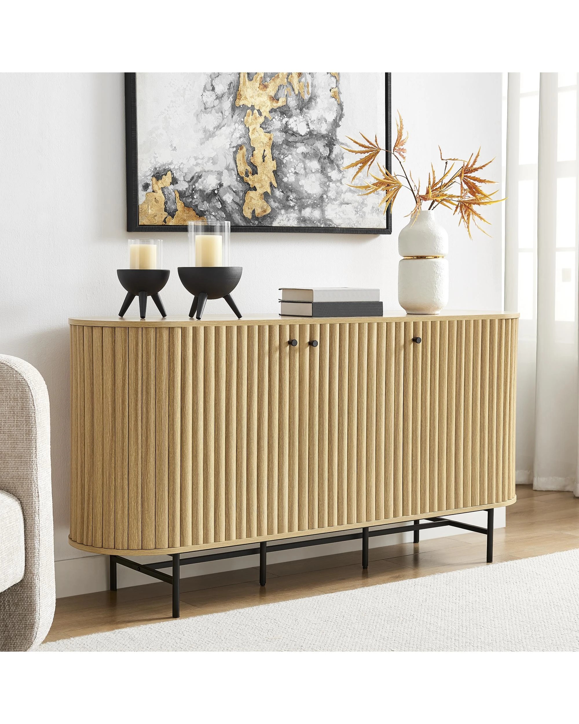 Kodu Buffet Sideboard Cabinet 3 Doors Oak - Natural - Kmart