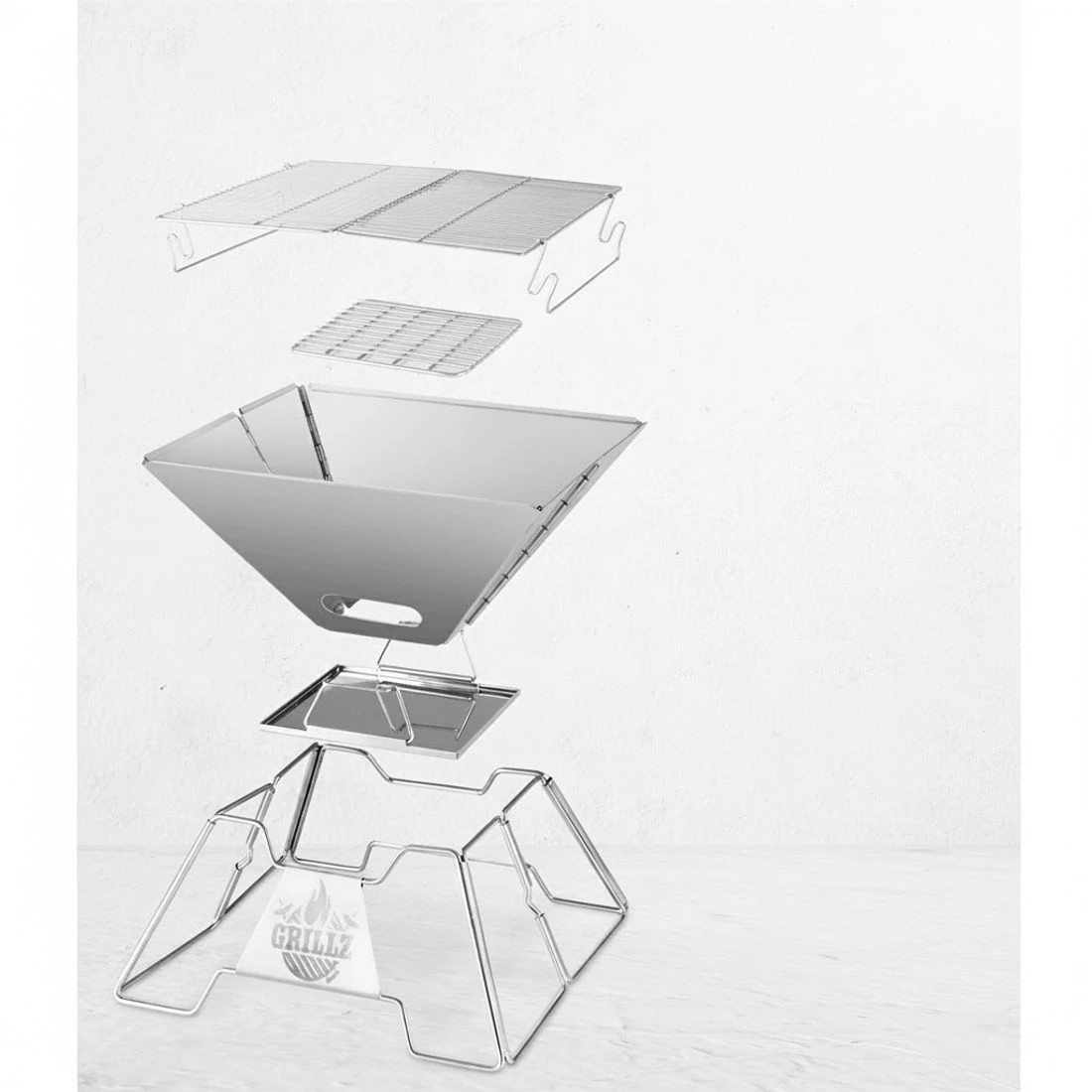 3 Grillz Fire Pit BBQ Grill with Carry Bag Portable - Silver, 3 of 5