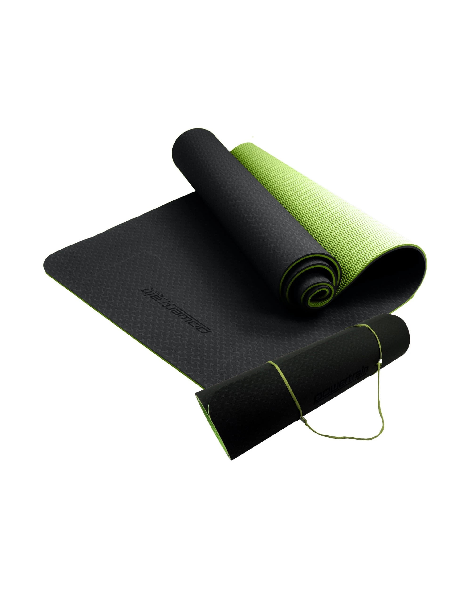 1 Powertrain 8mm Thick Yoga Exercise Mat Home Gym Pilates Fitness Dual Layer TPE - Black, 1 of 7