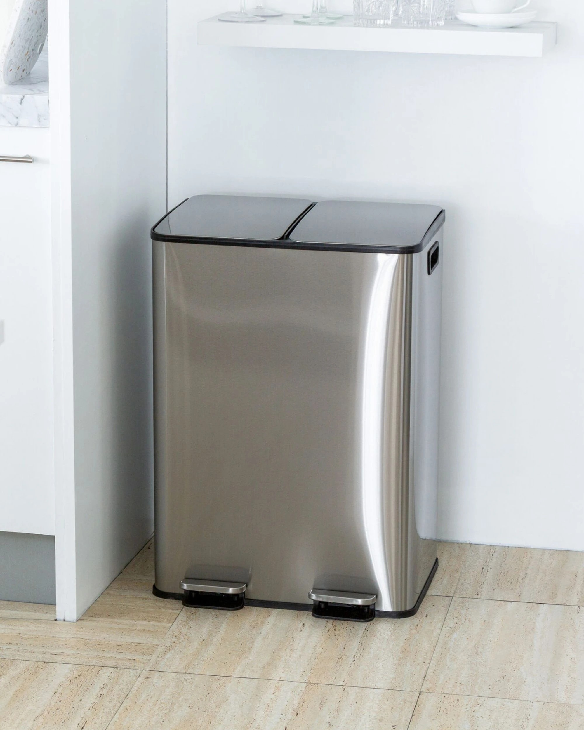 2 Healthy Choice Stainless Steel Dual Compartment 30L each Section Pedal Operation Rubbish Bin, 2 of 7